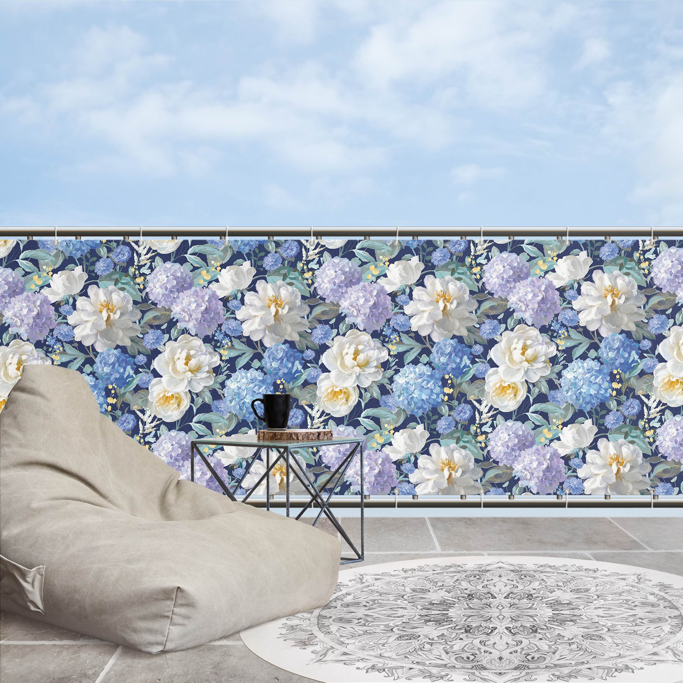 Balkon Sichtschutz Frühlingsmuster