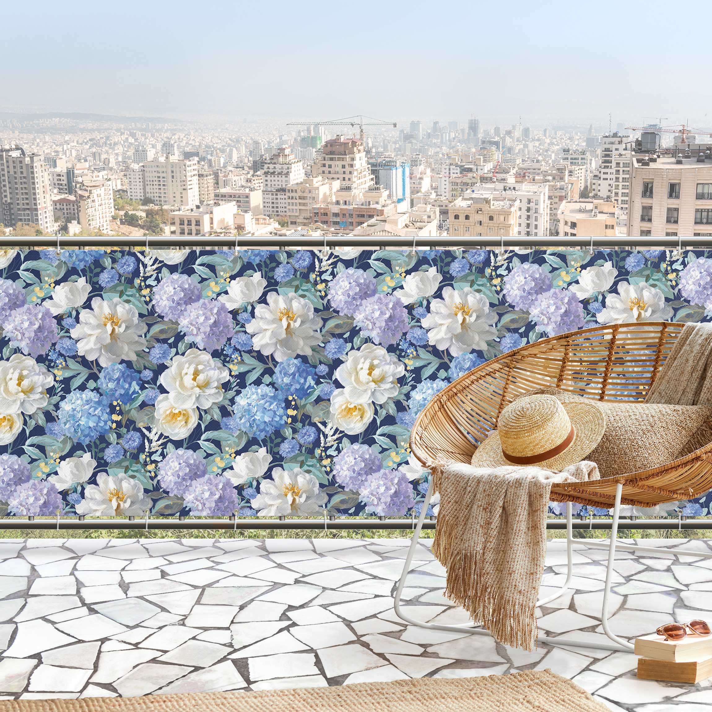 Balkon Sichtschutz Frühlingsmuster