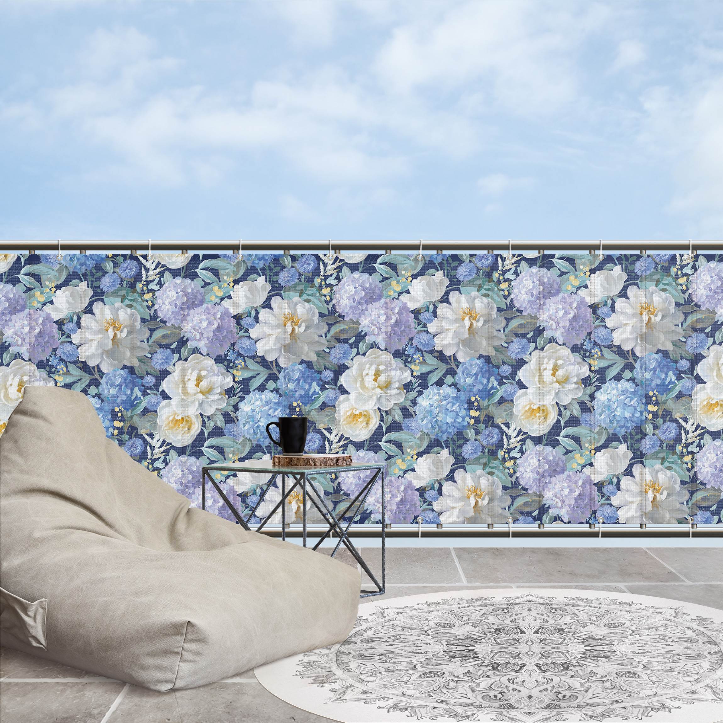 Balkon Sichtschutz Frühlingsmuster