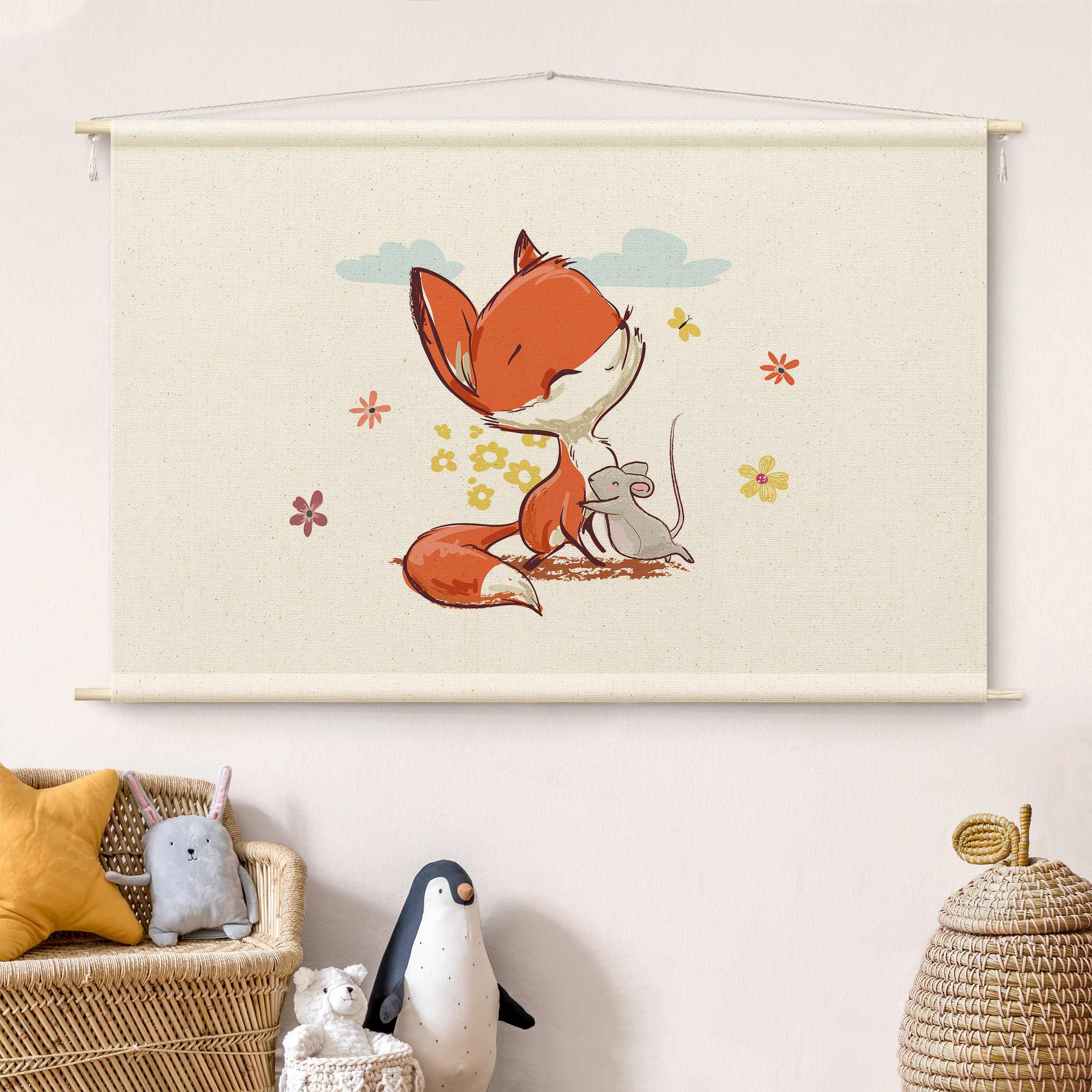 Wandteppich Fuchs und Maus - Ich hab dich lieb