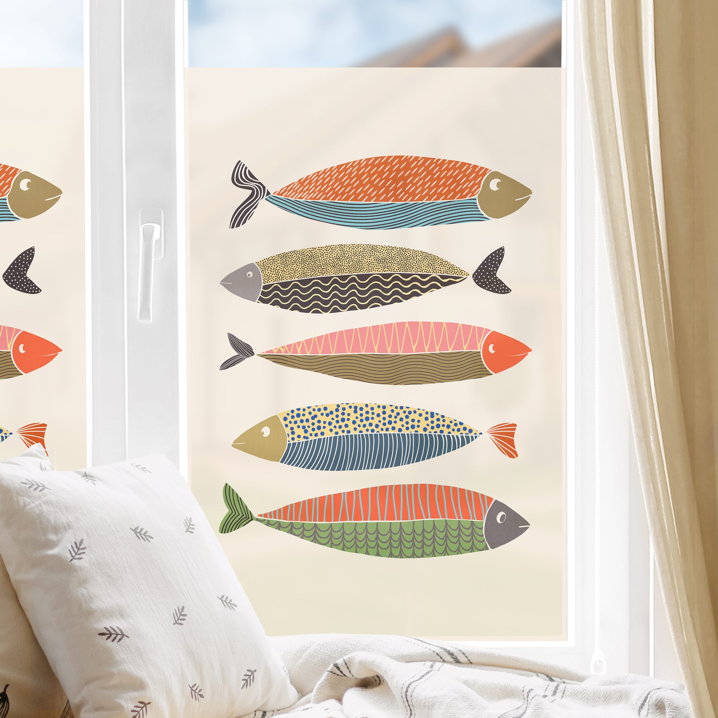 Fensterfolie Fünf bunte Fische