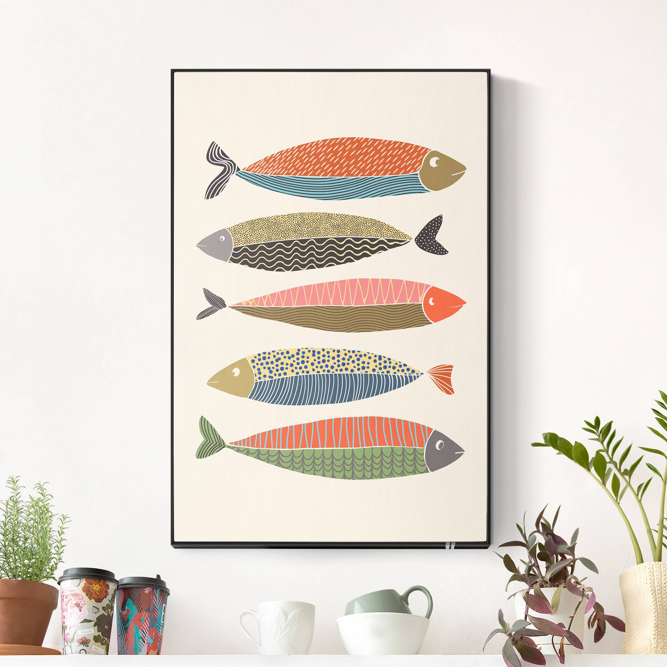 Akustik-Wechselbild Fünf bunte Fische