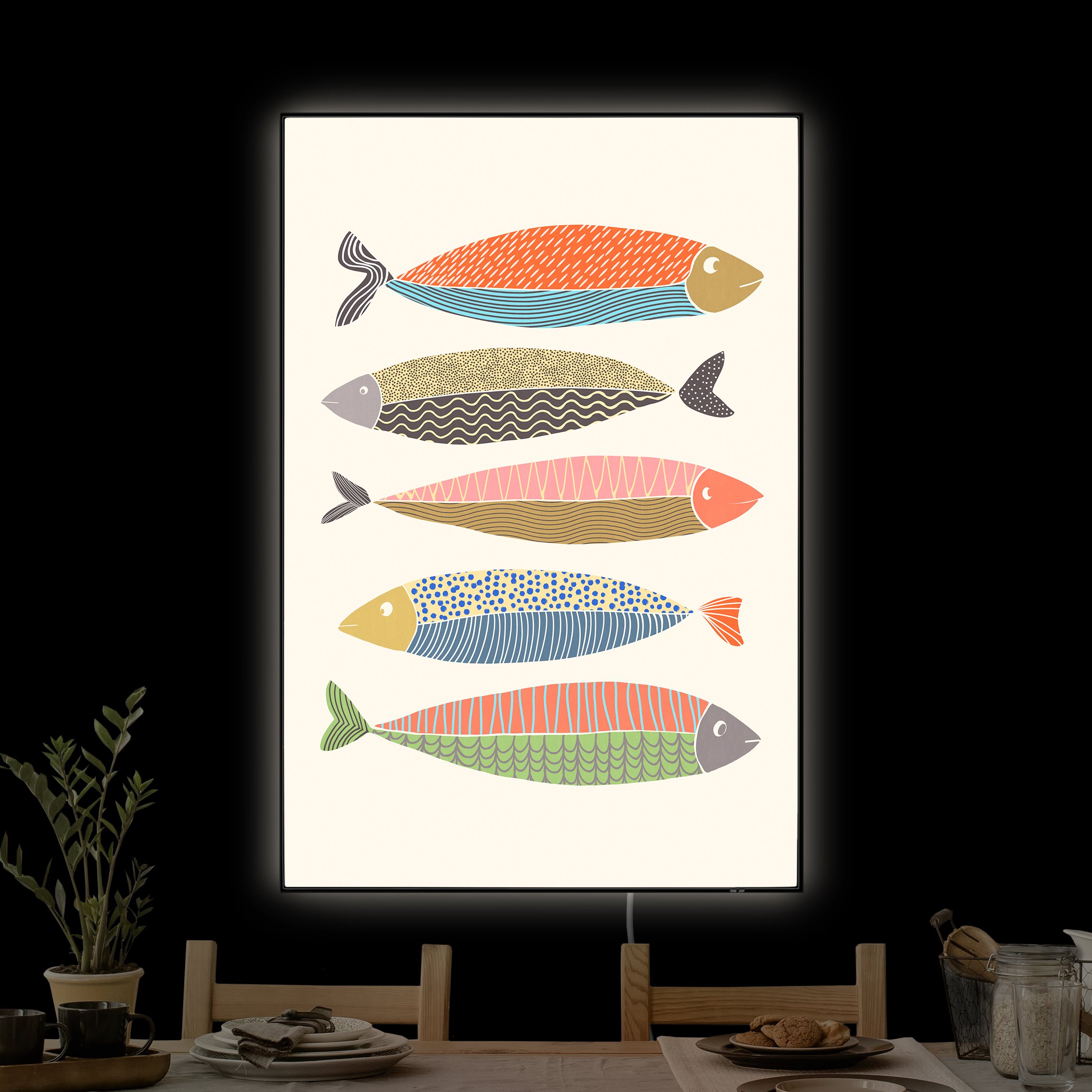 LED-Wechselbild Fünf bunte Fische