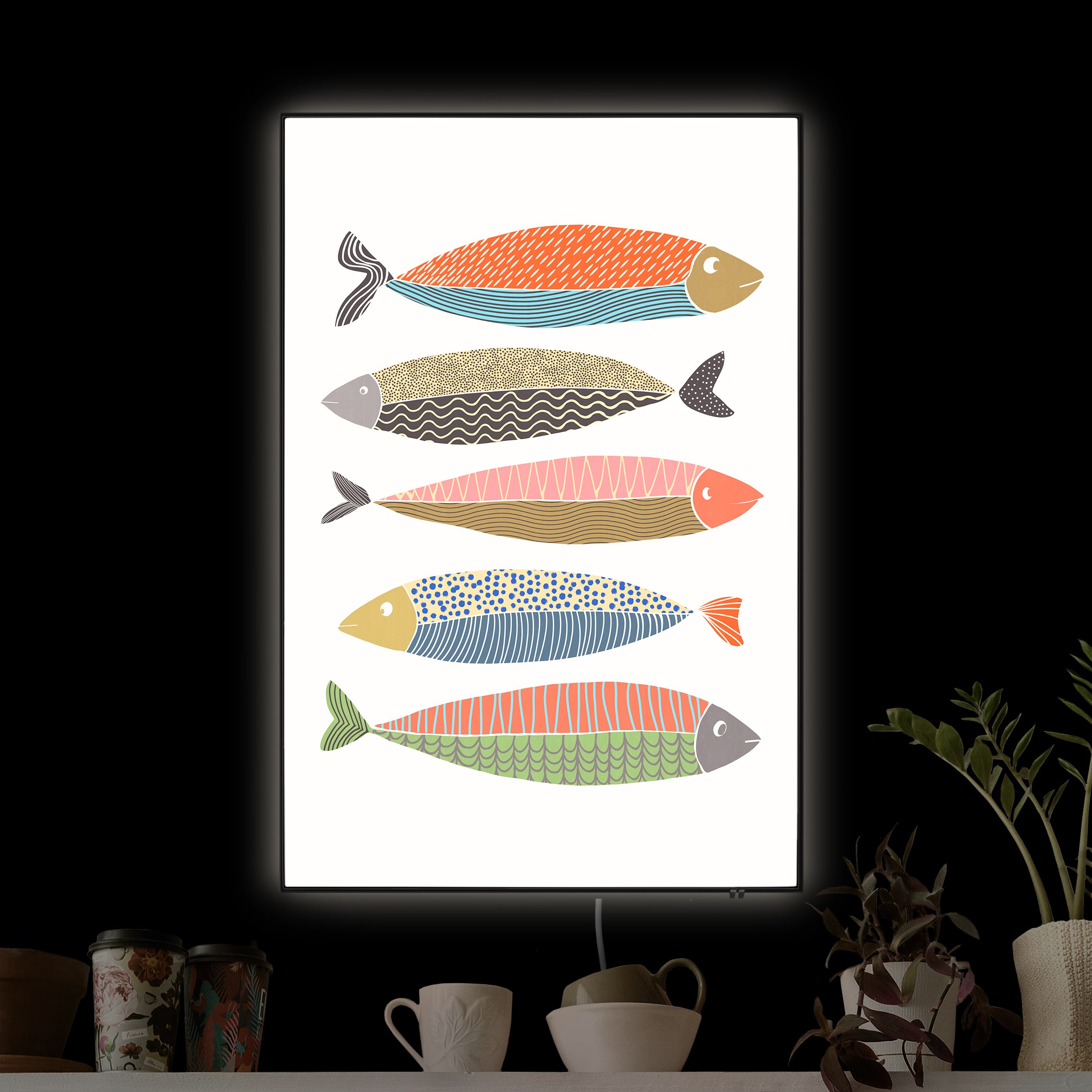 LED-Wechselbild Fünf bunte Fische