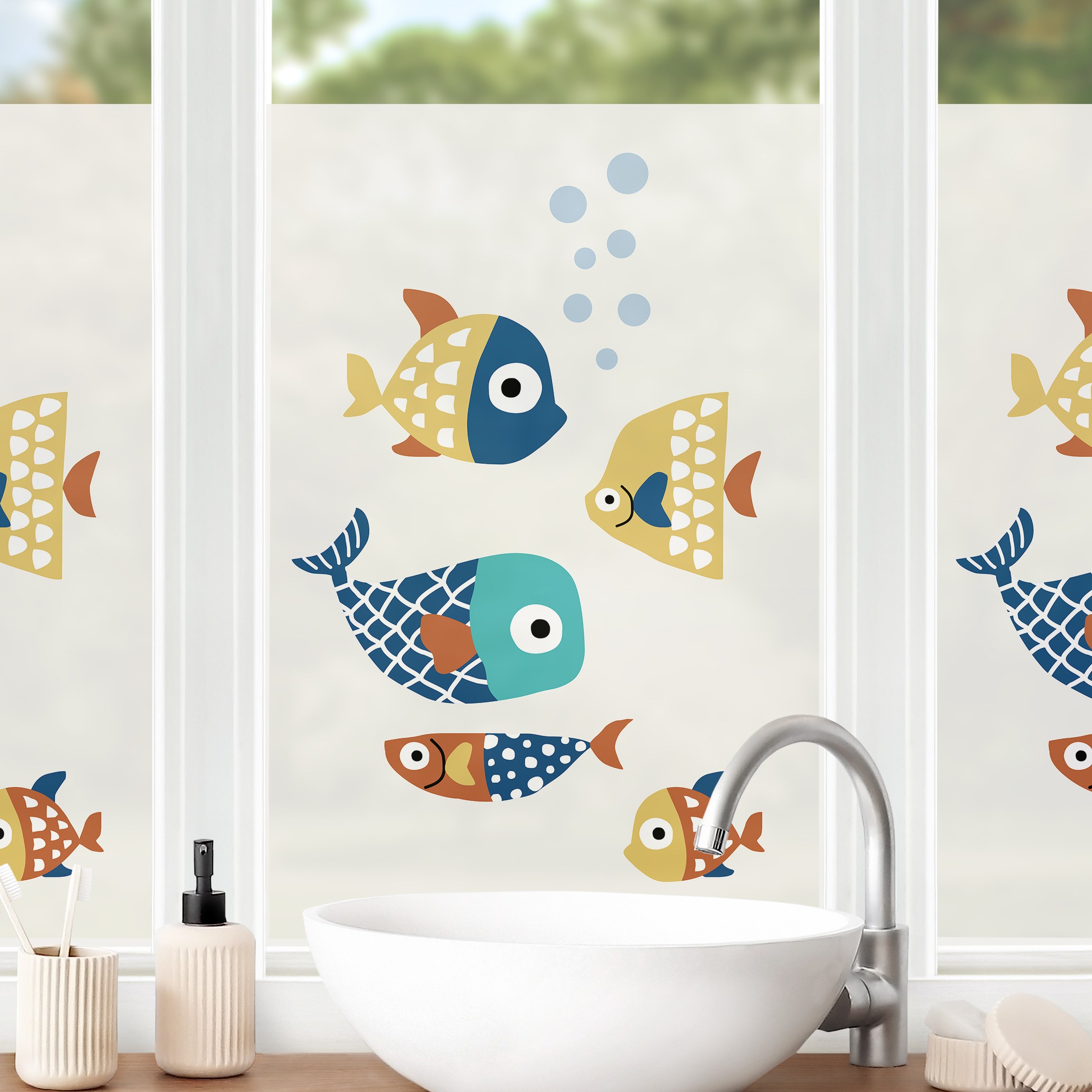 Fensterfolie Fünf Fischfreunde