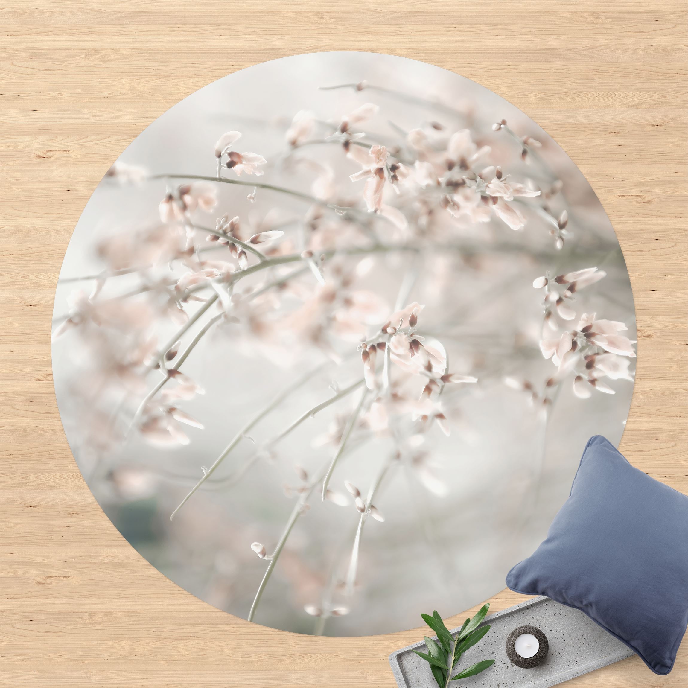 Runder Vinyl-Teppich Für immer Frühling