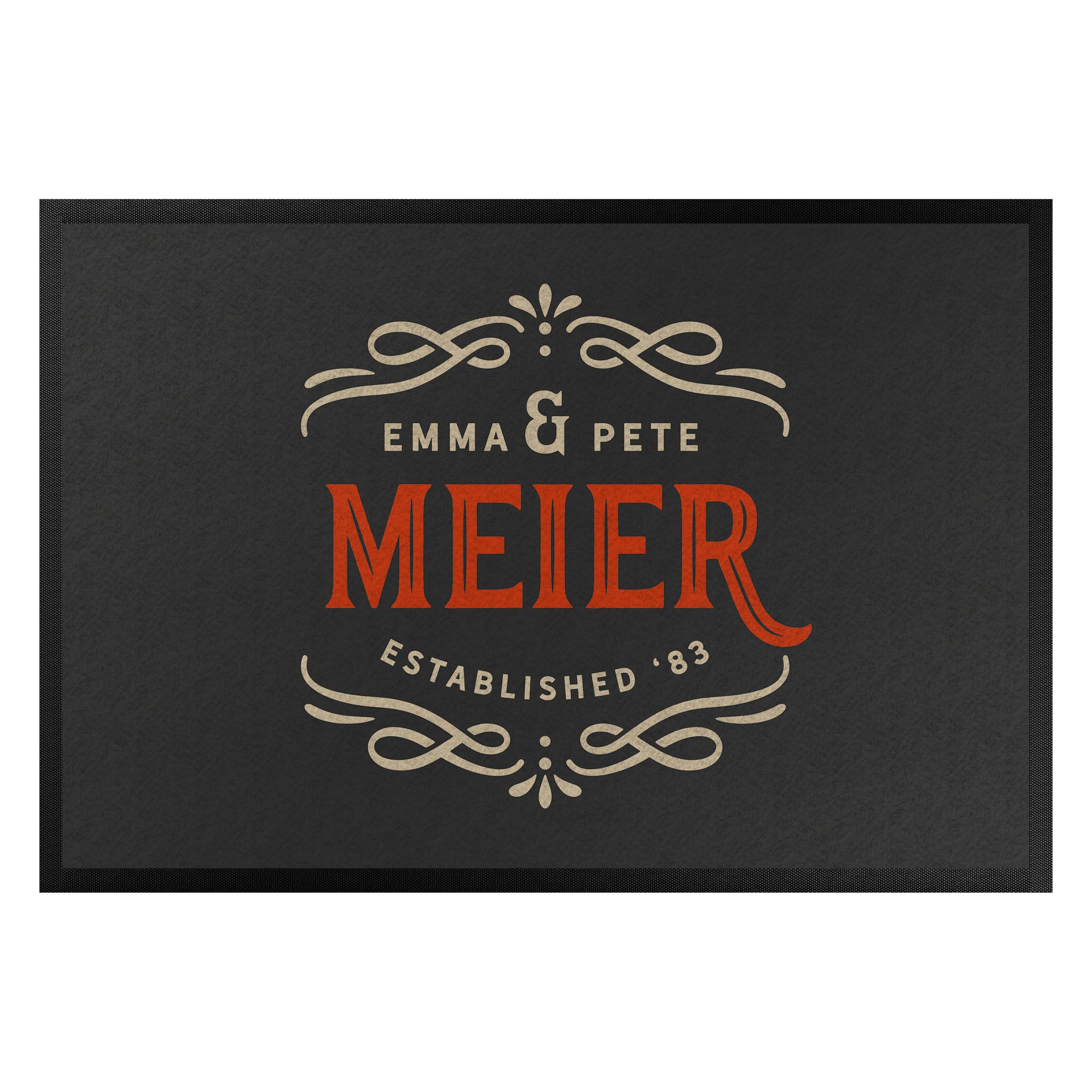 Fußmatte mit eigenem Text Vintage-Logo Wunschname