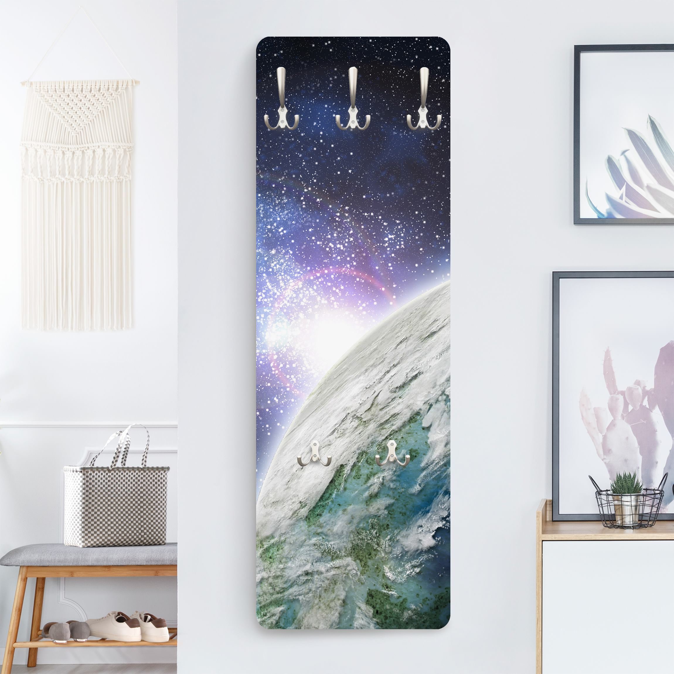 Wandgarderobe Holzpaneel Galaxy Light