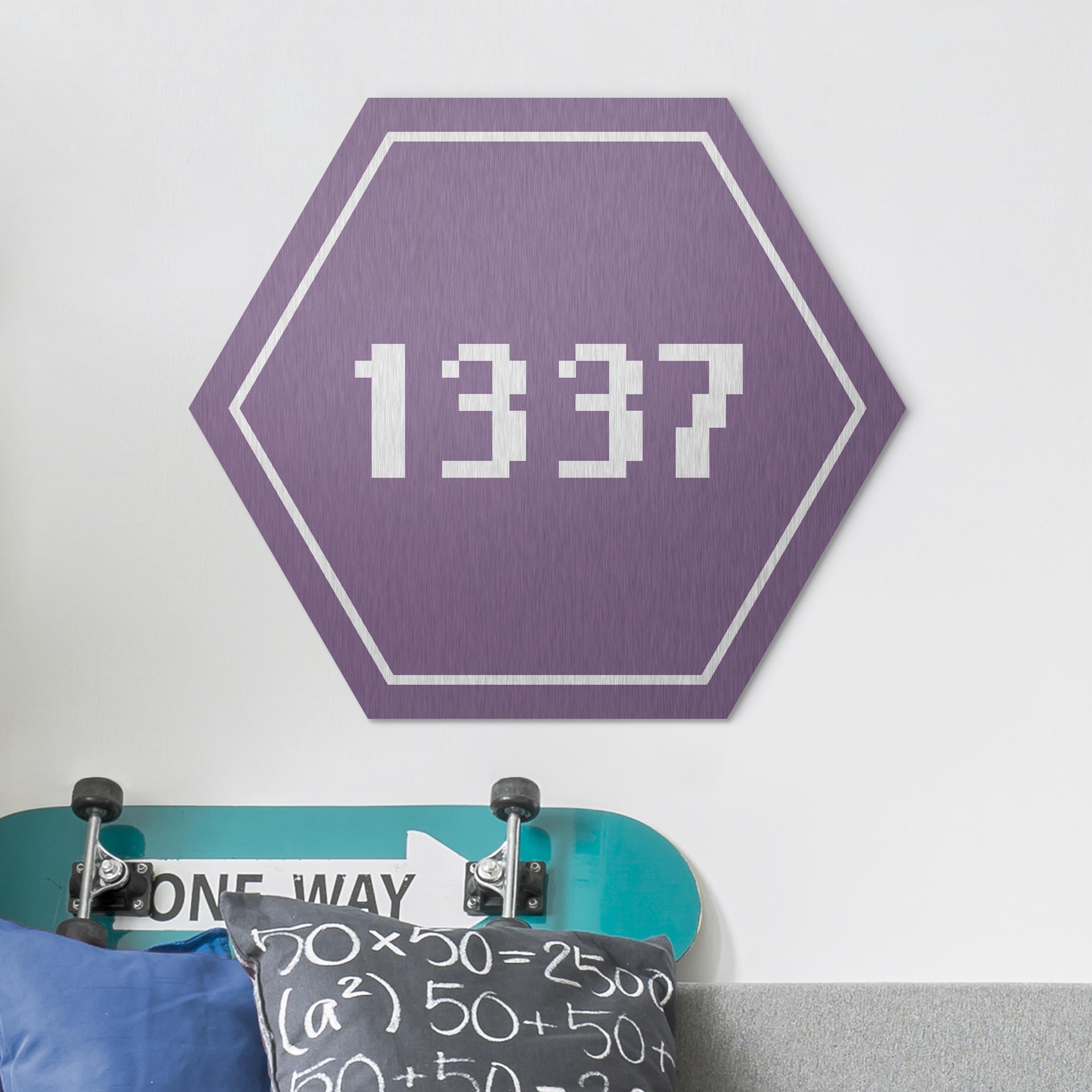 Hexagon-Alu-Dibond Bild Gaming 1337