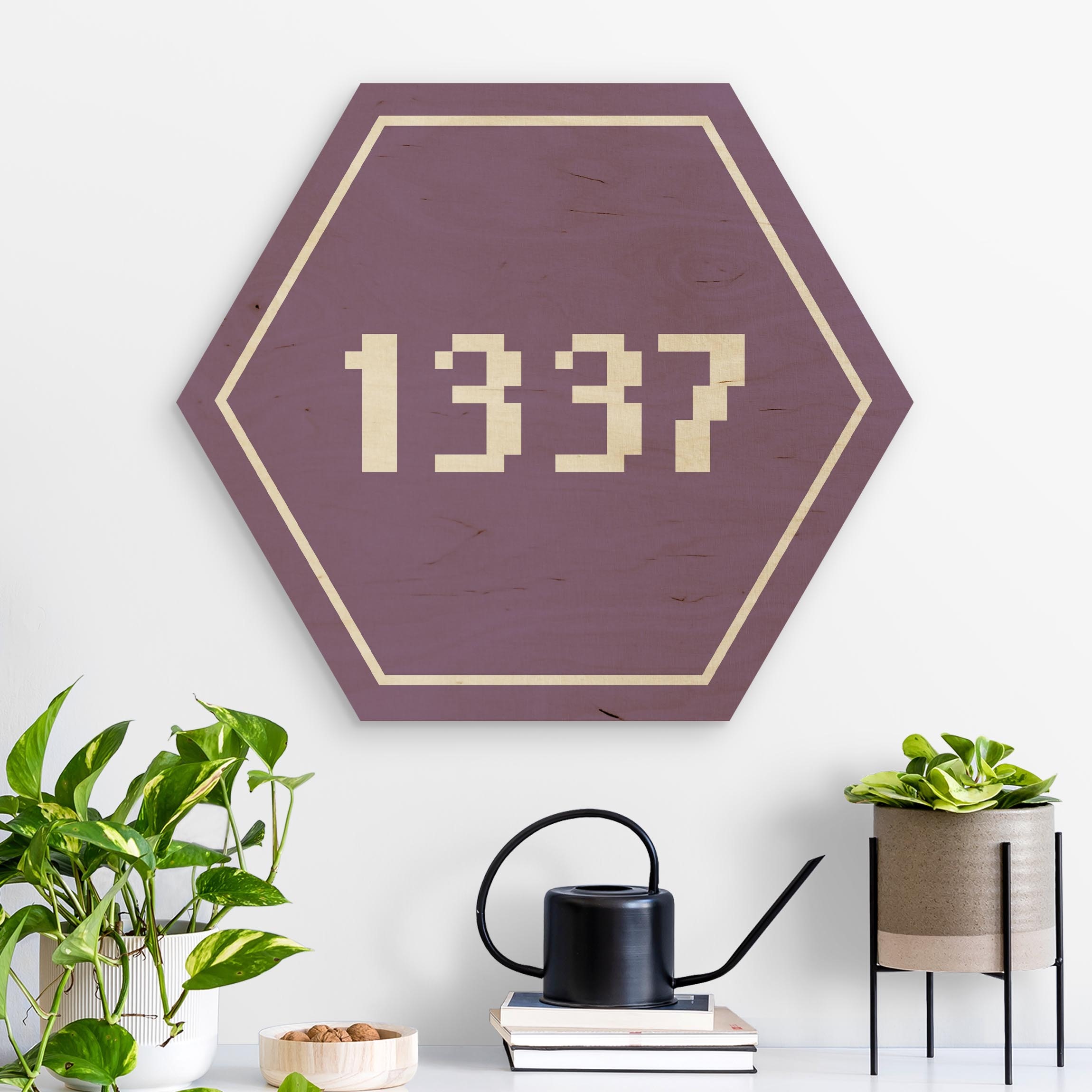 Hexagon-Holzbild Gaming 1337