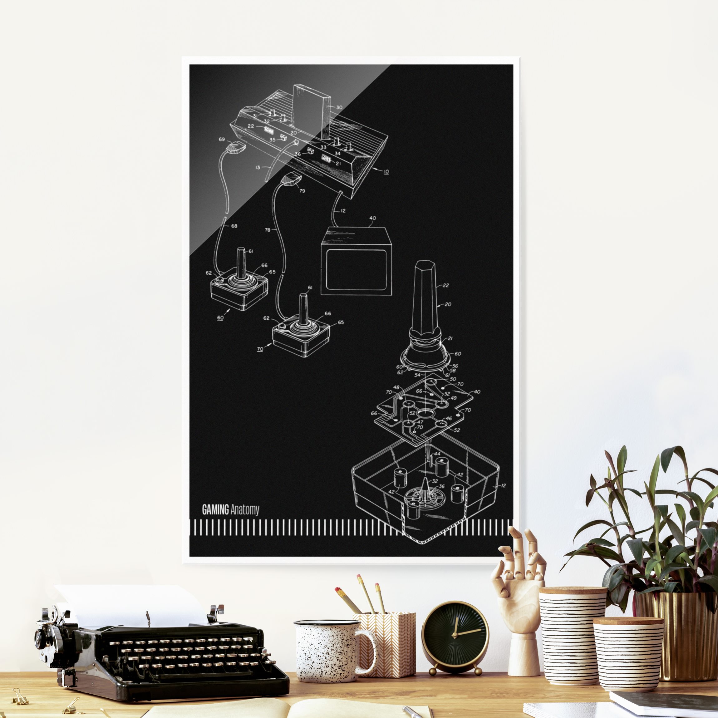 Glasbild Gaming Anatomy in Schwarz