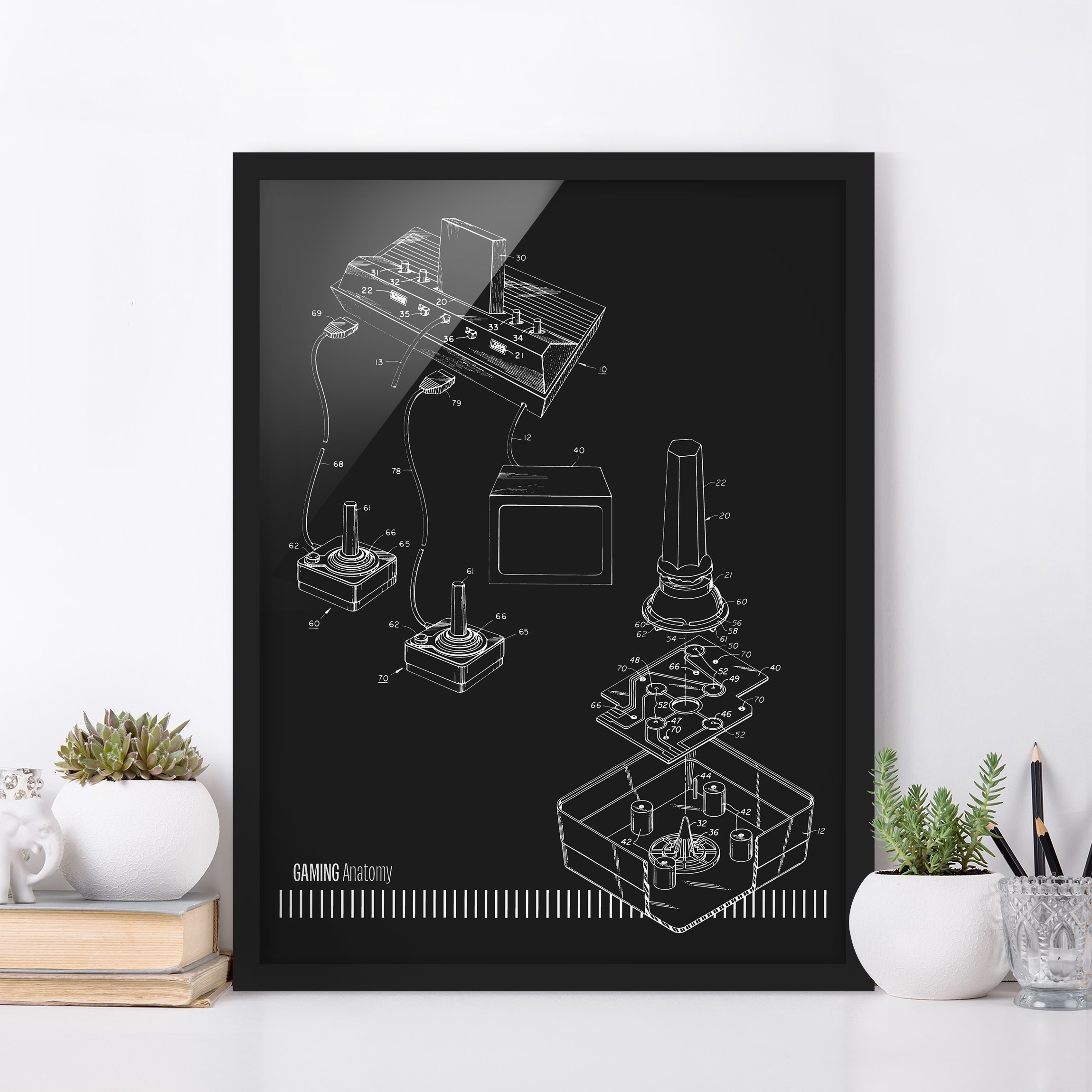 Bild mit Rahmen Gaming Anatomy in Schwarz