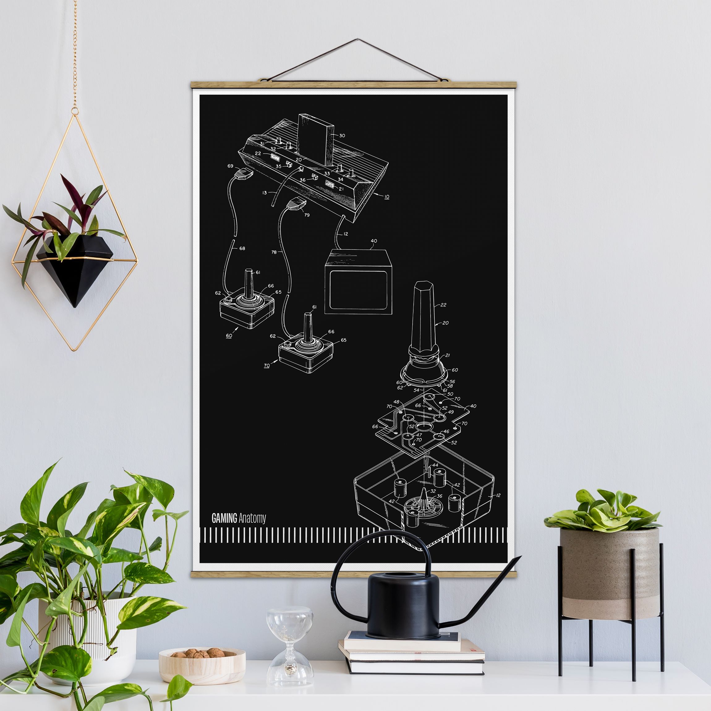 Stoffbild Gaming Anatomy in Schwarz