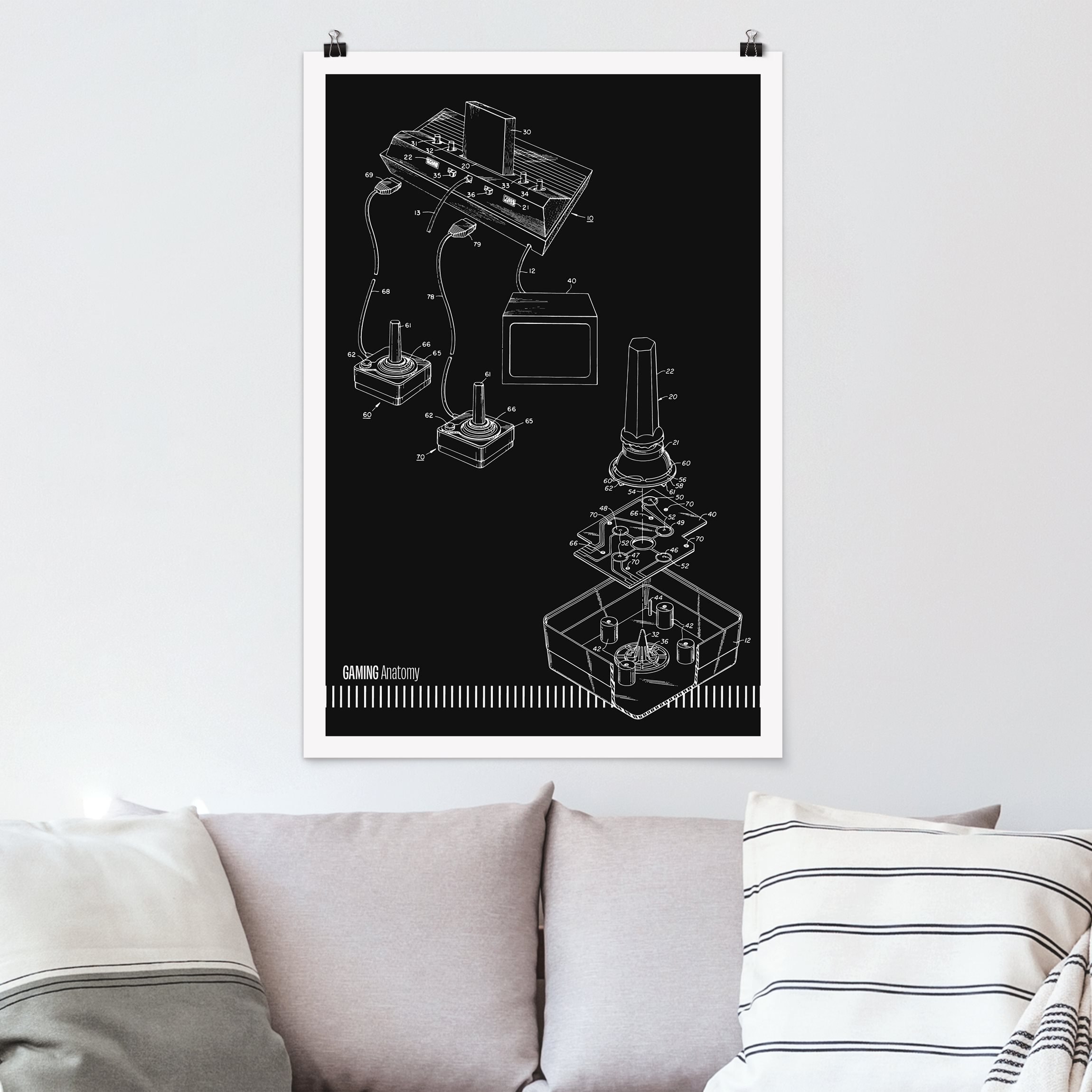Poster Gaming Anatomy in Schwarz