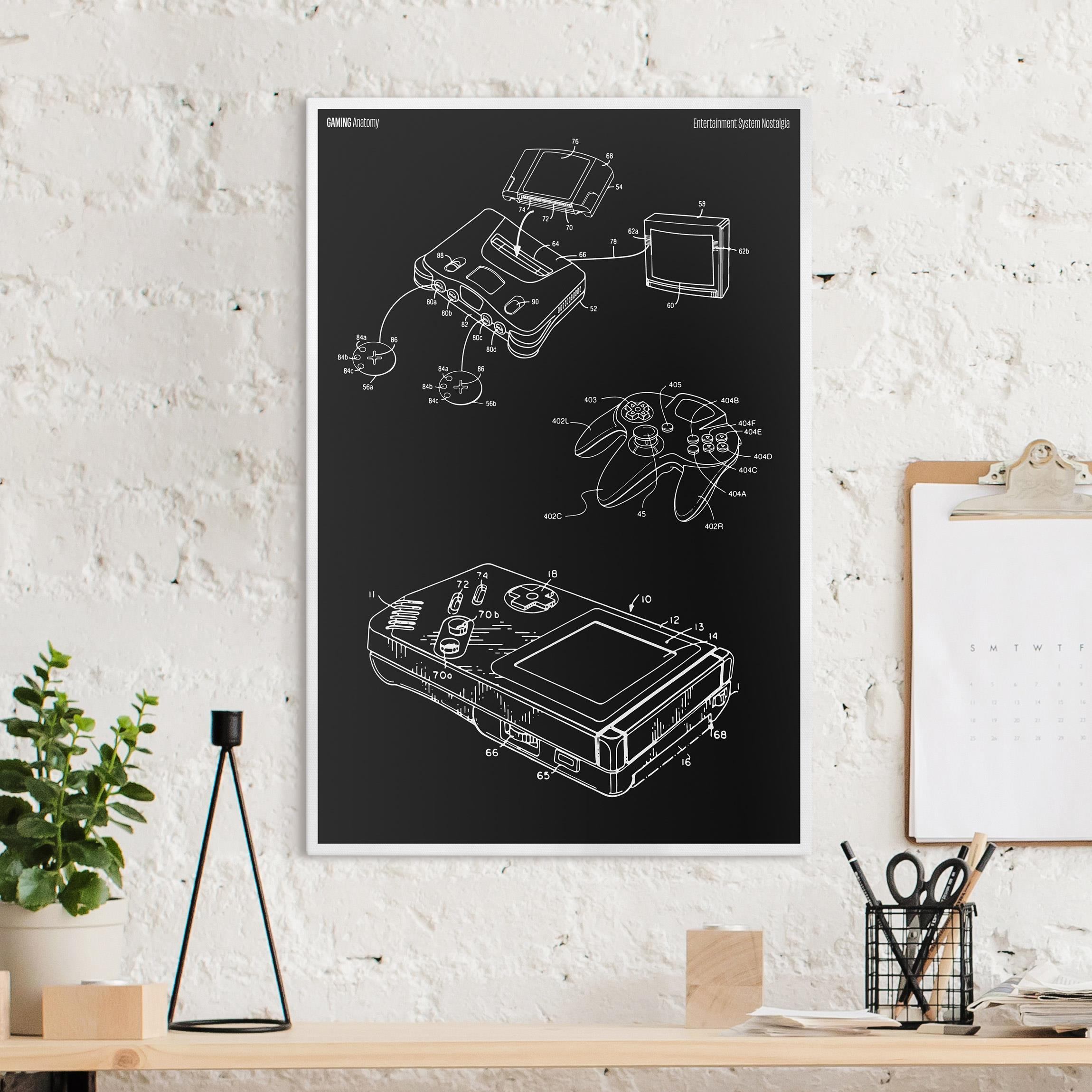 Leinwandbild Gaming Anatomy Klassiker in Schwarz II