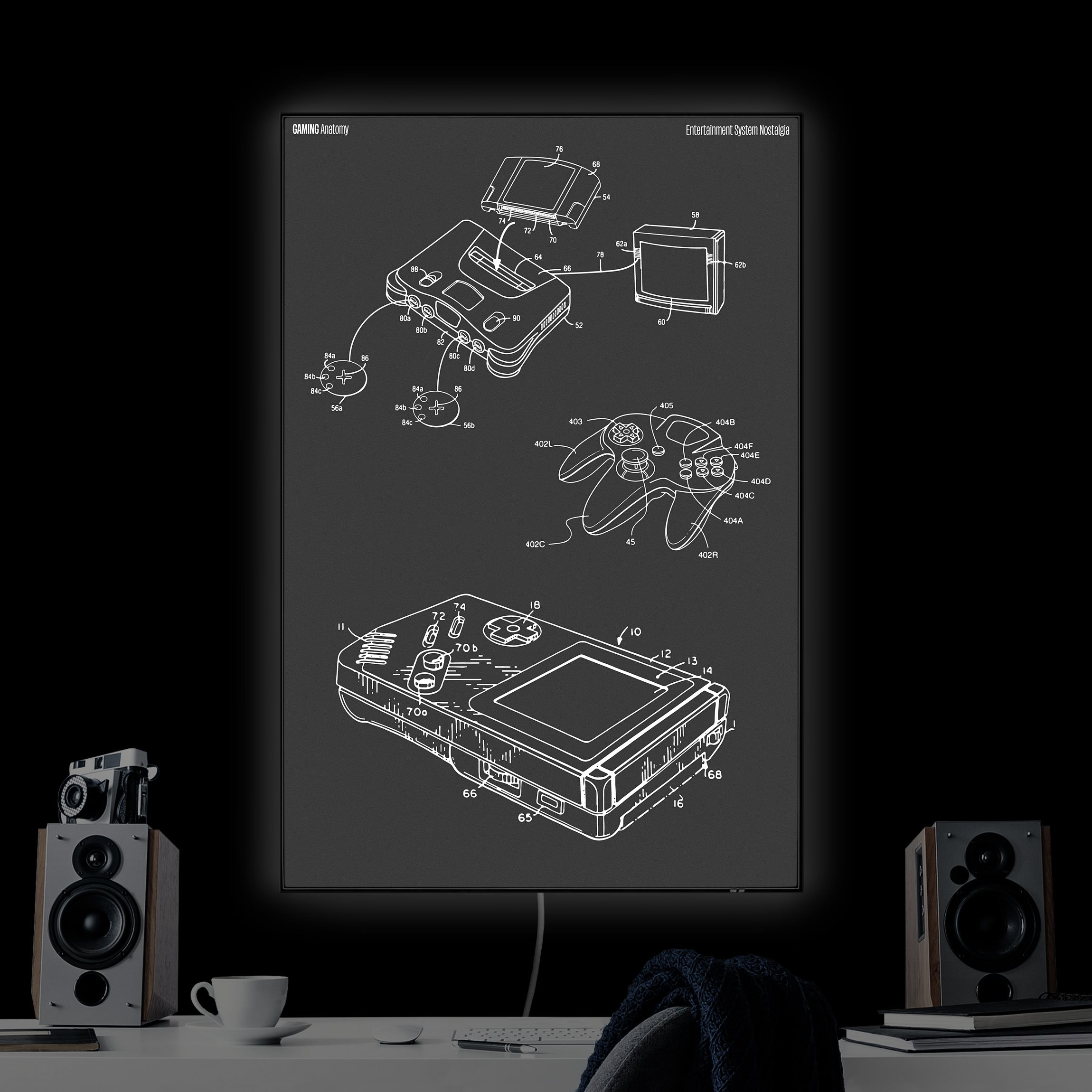 LED-Wechselbild Gaming Anatomy Klassiker in Schwarz II