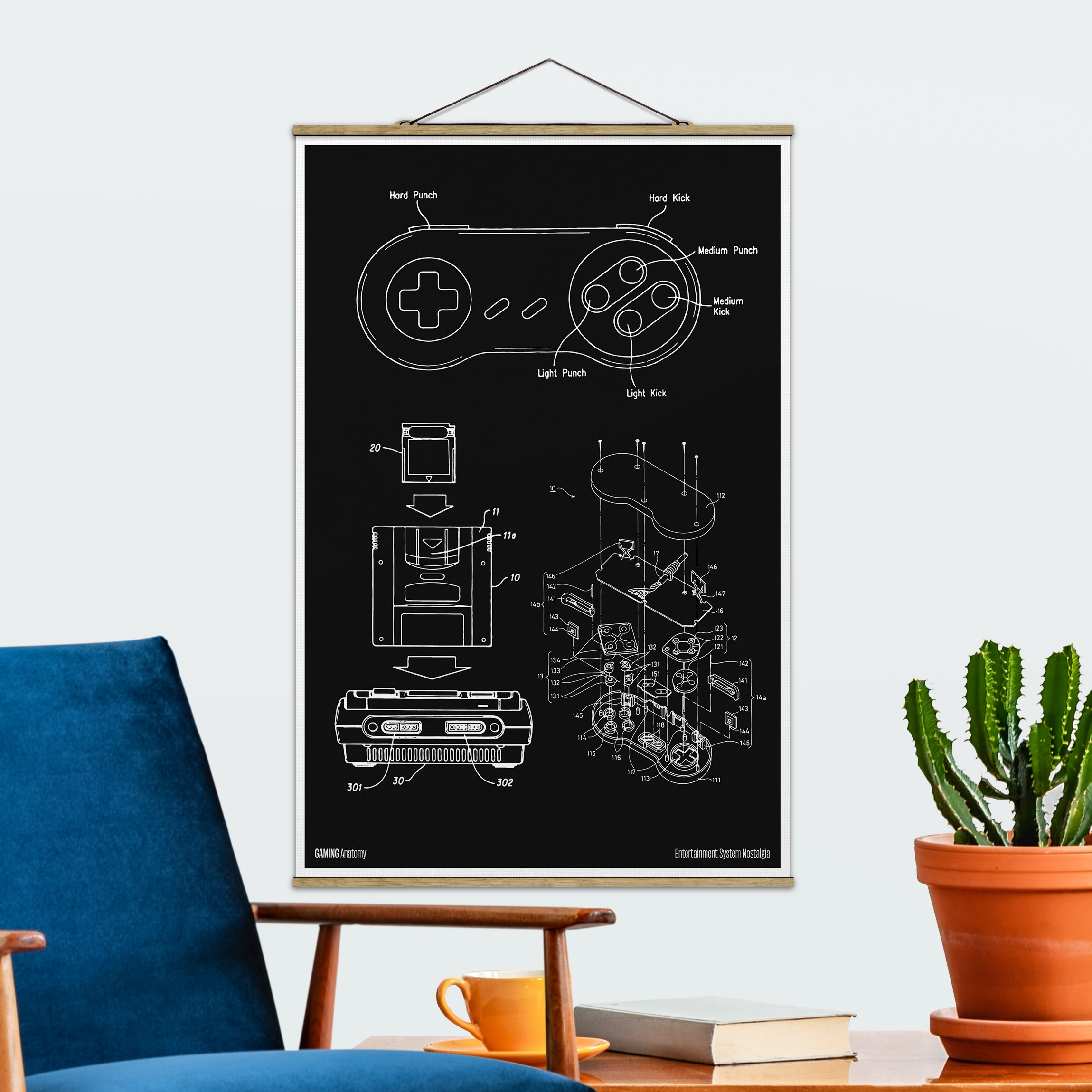 Stoffbild Gaming Anatomy Klassiker in Schwarz