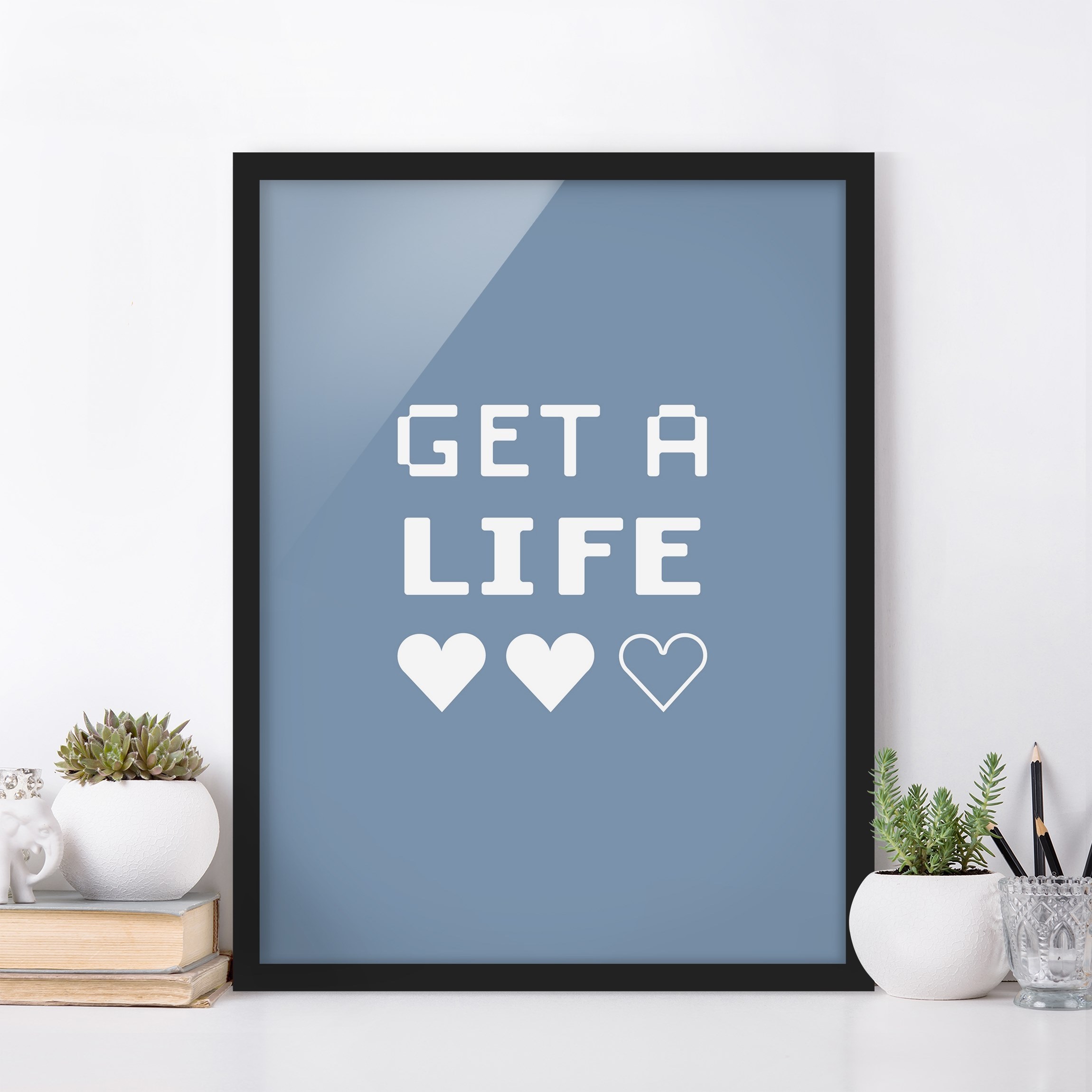 Bild mit Rahmen Gaming Herzen Get A Life