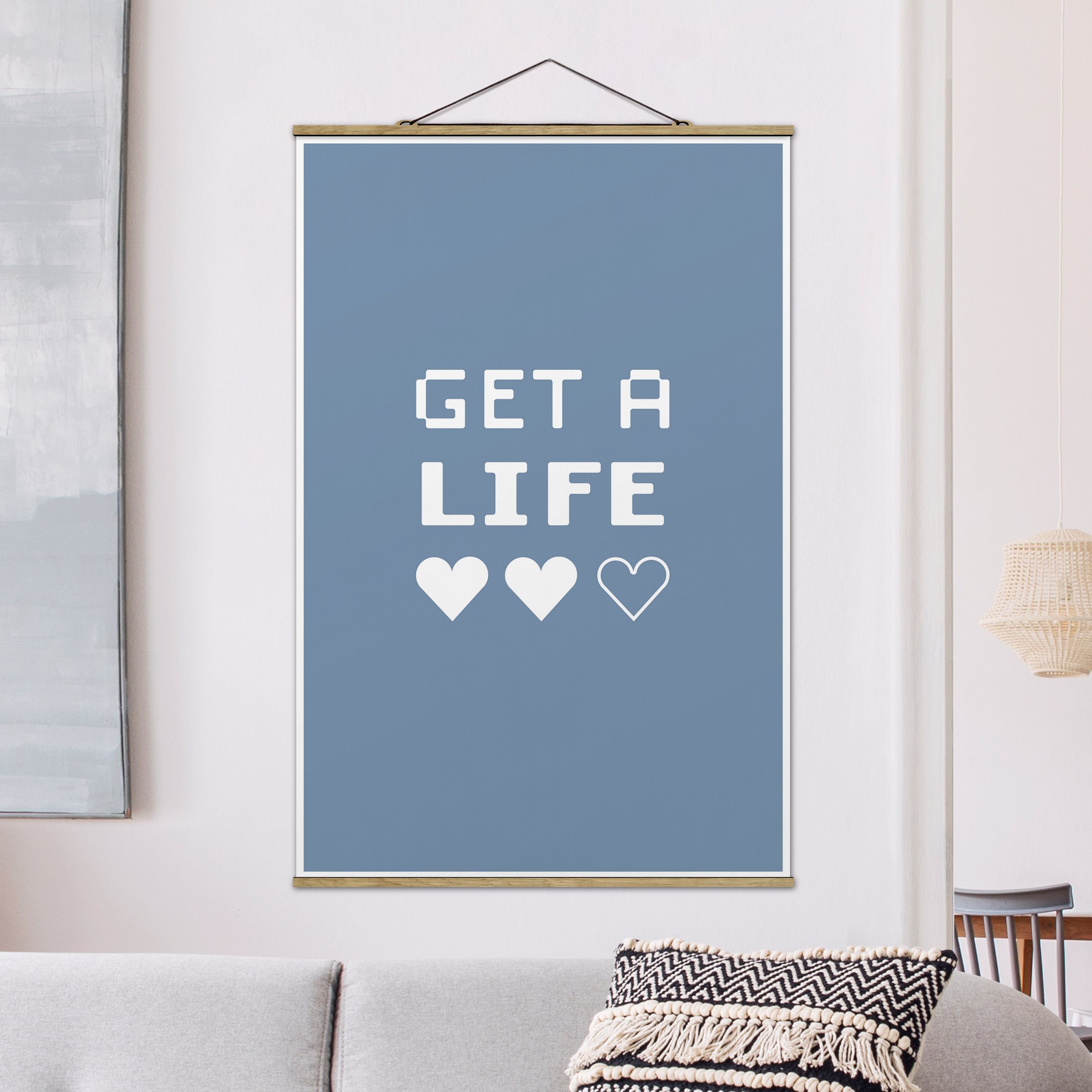 Stoffbild Gaming Herzen Get A Life