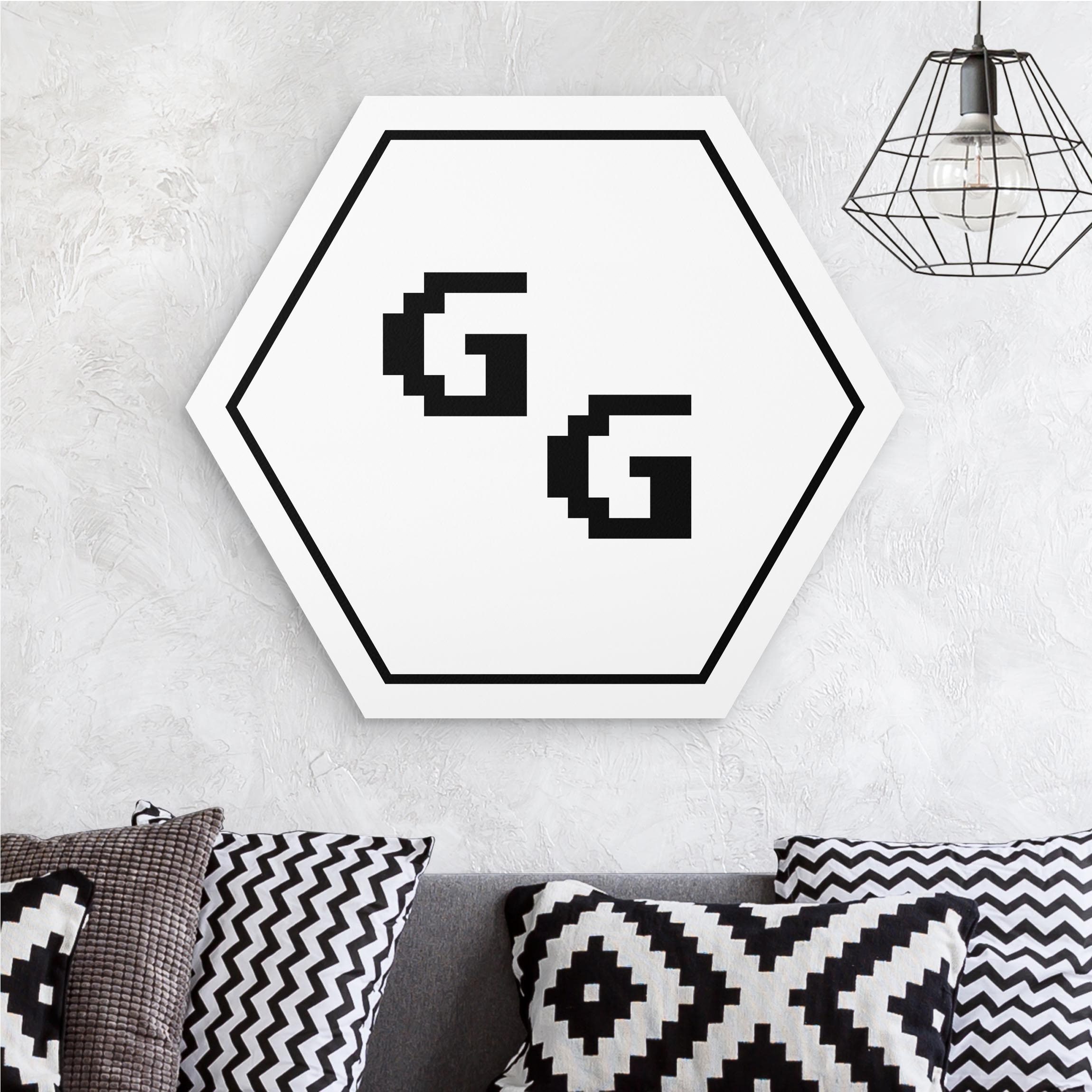 Hexagon-Forexbild Gaming Kürzel GG in Schwarz