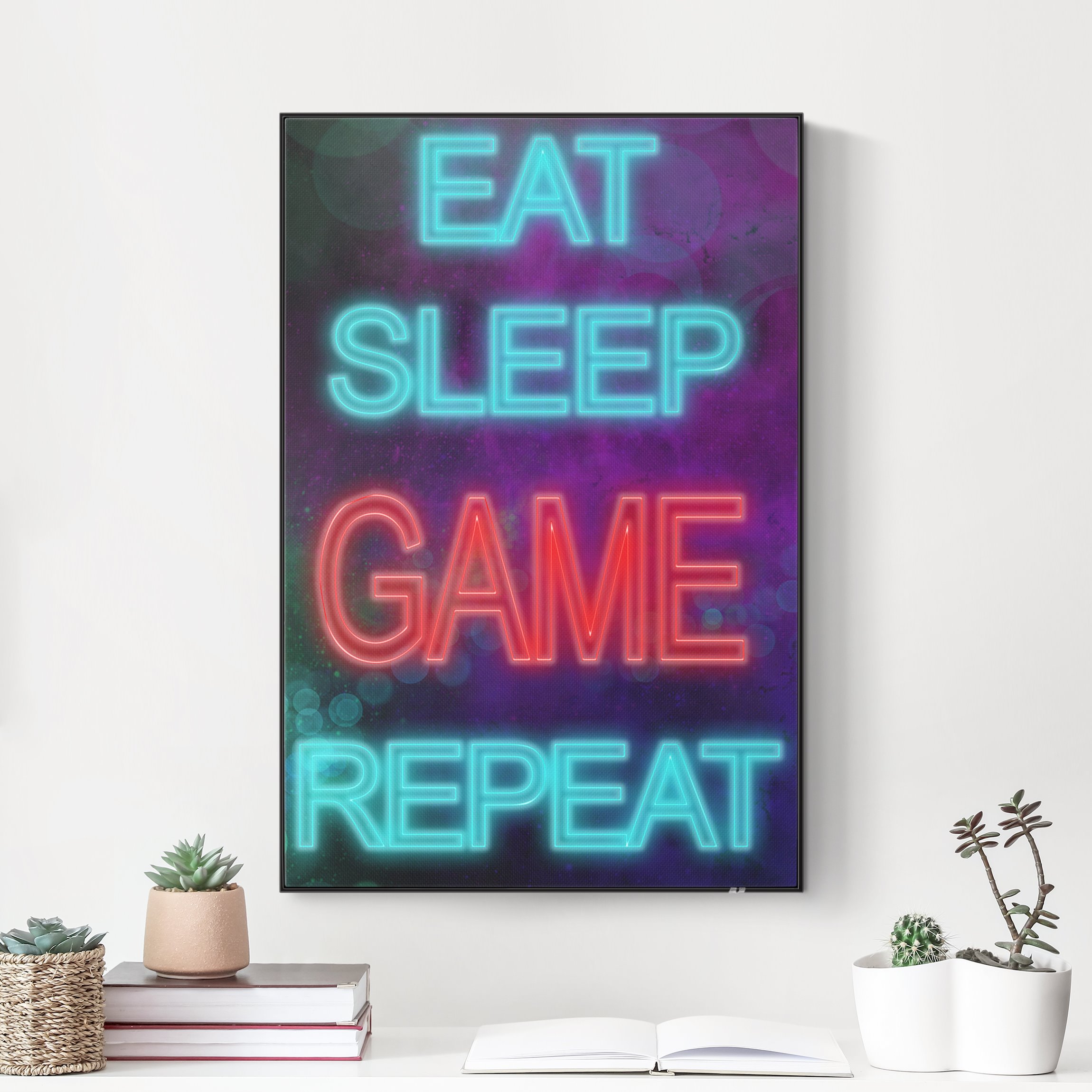 Akustik-Wechselbild Gaming Spruch Neon