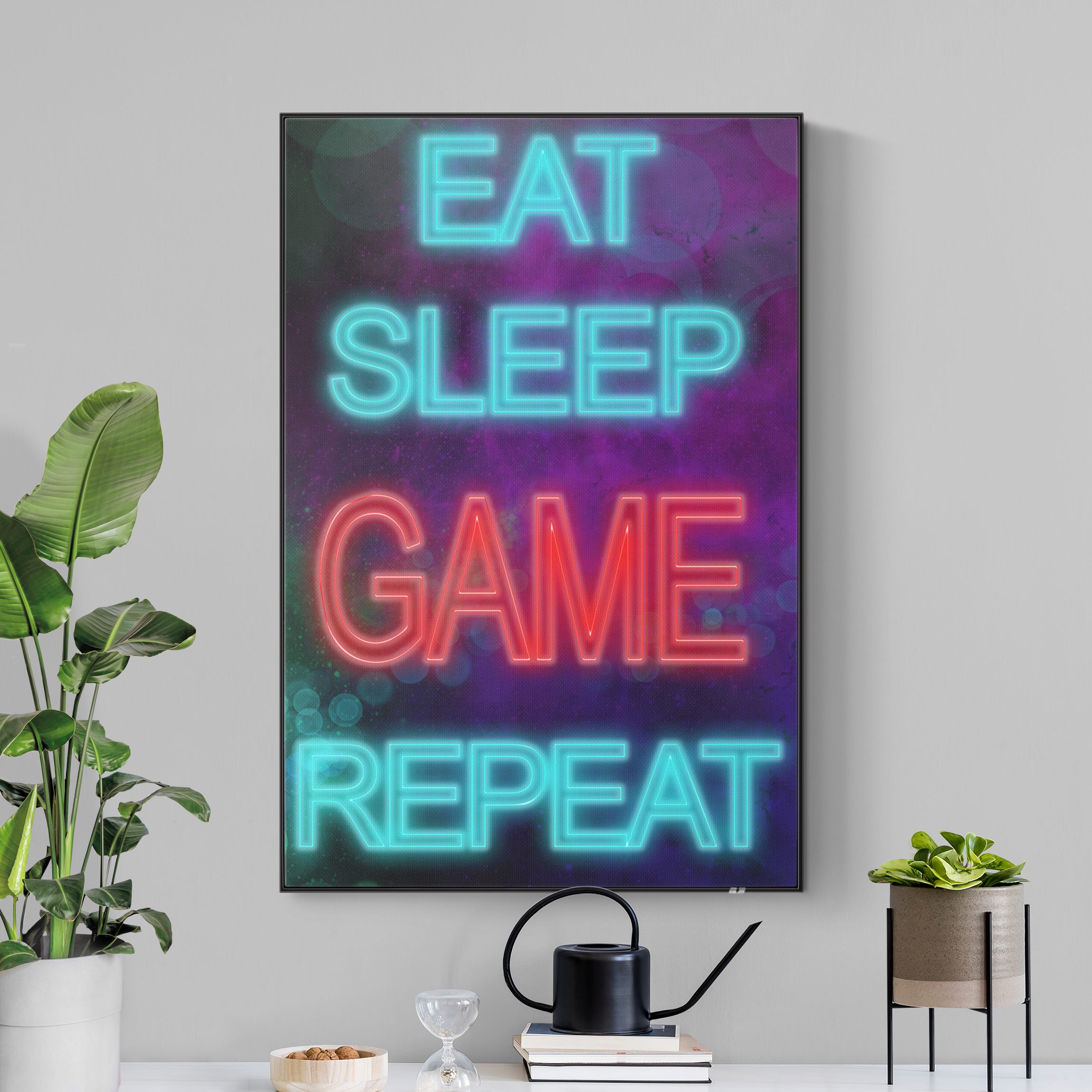 Akustik-Wechselbild Gaming Spruch Neon