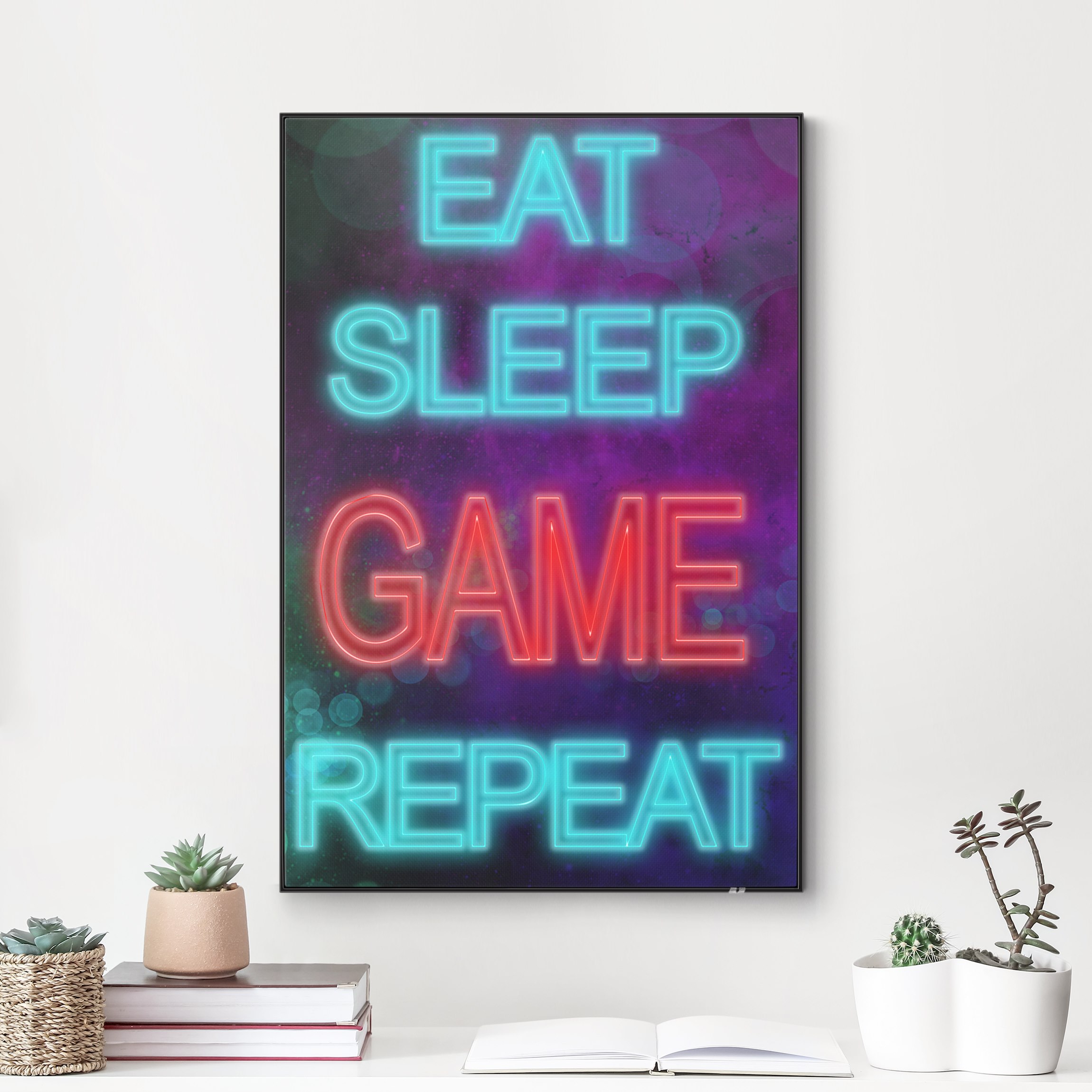 Wechselbild Gaming Spruch Neon