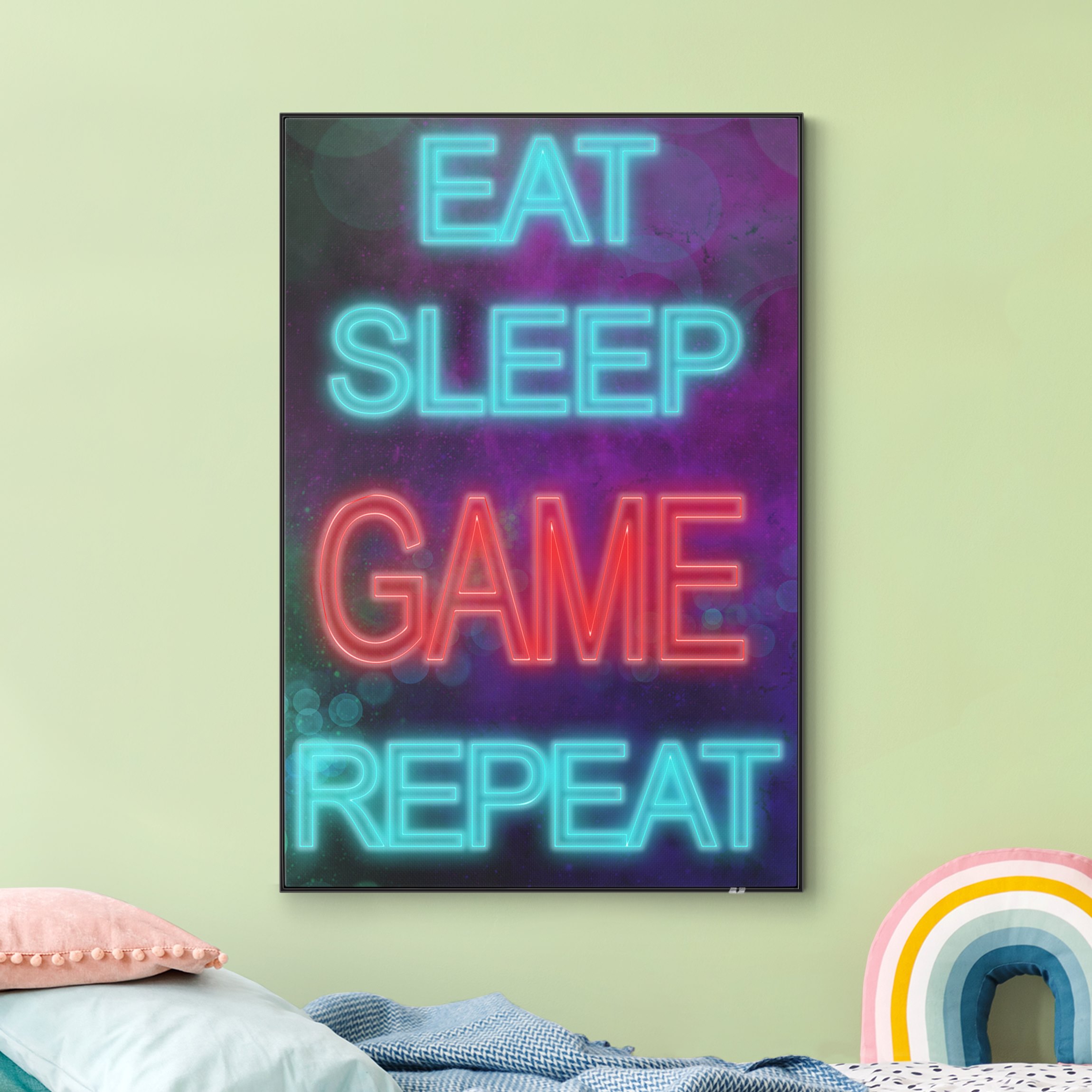 Wechselbild Gaming Spruch Neon