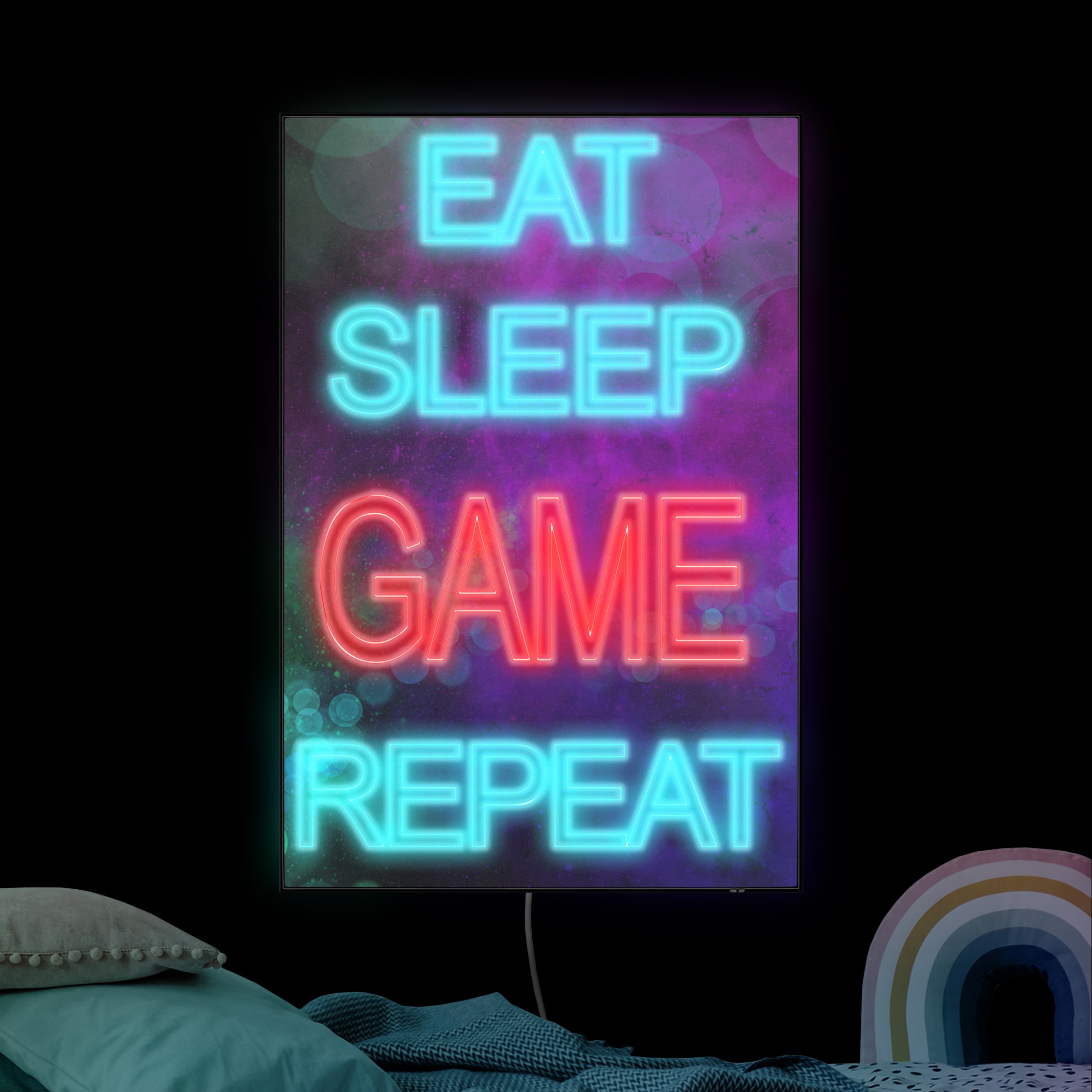 LED-Wechselbild Gaming Spruch Neon