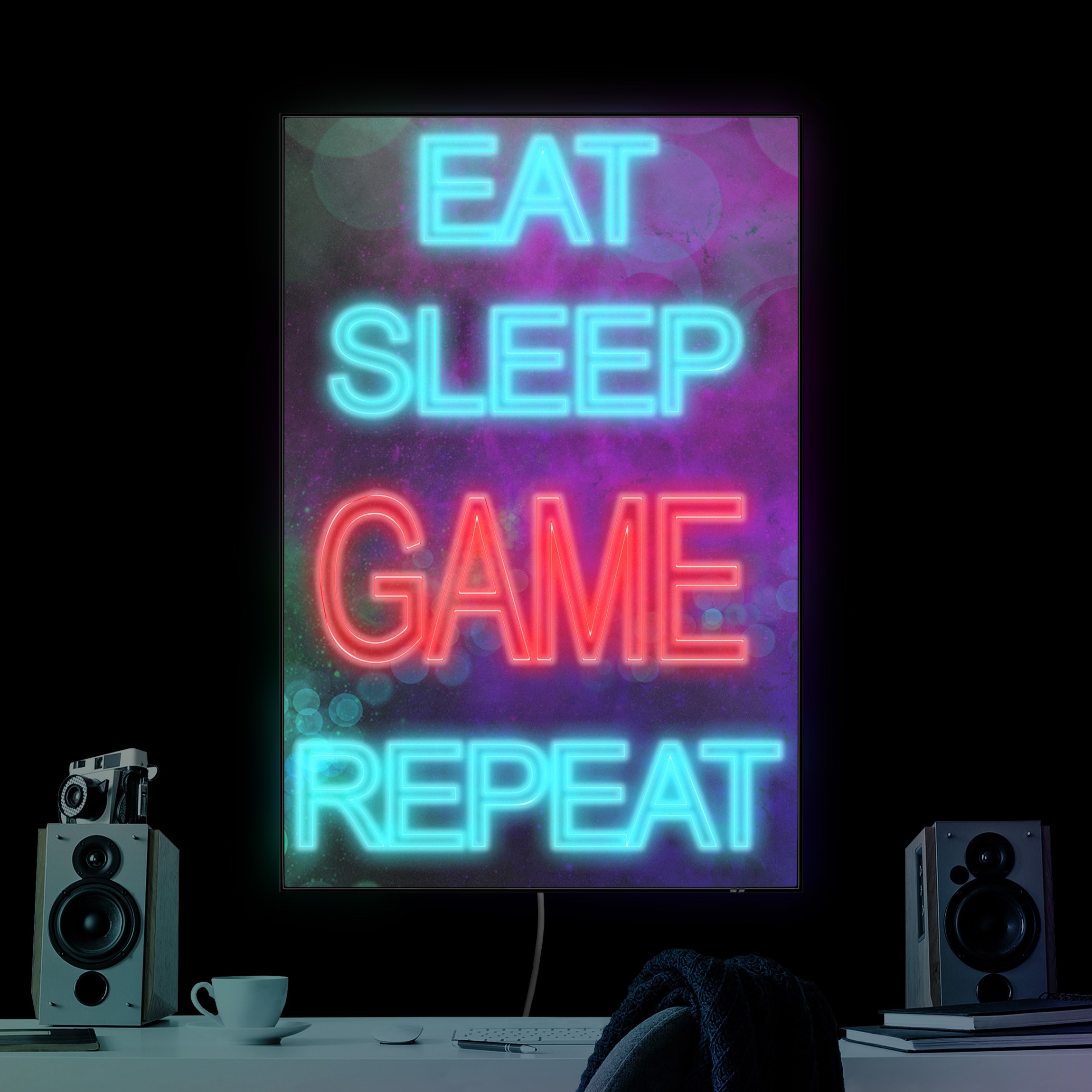 LED-Wechselbild Gaming Spruch Neon