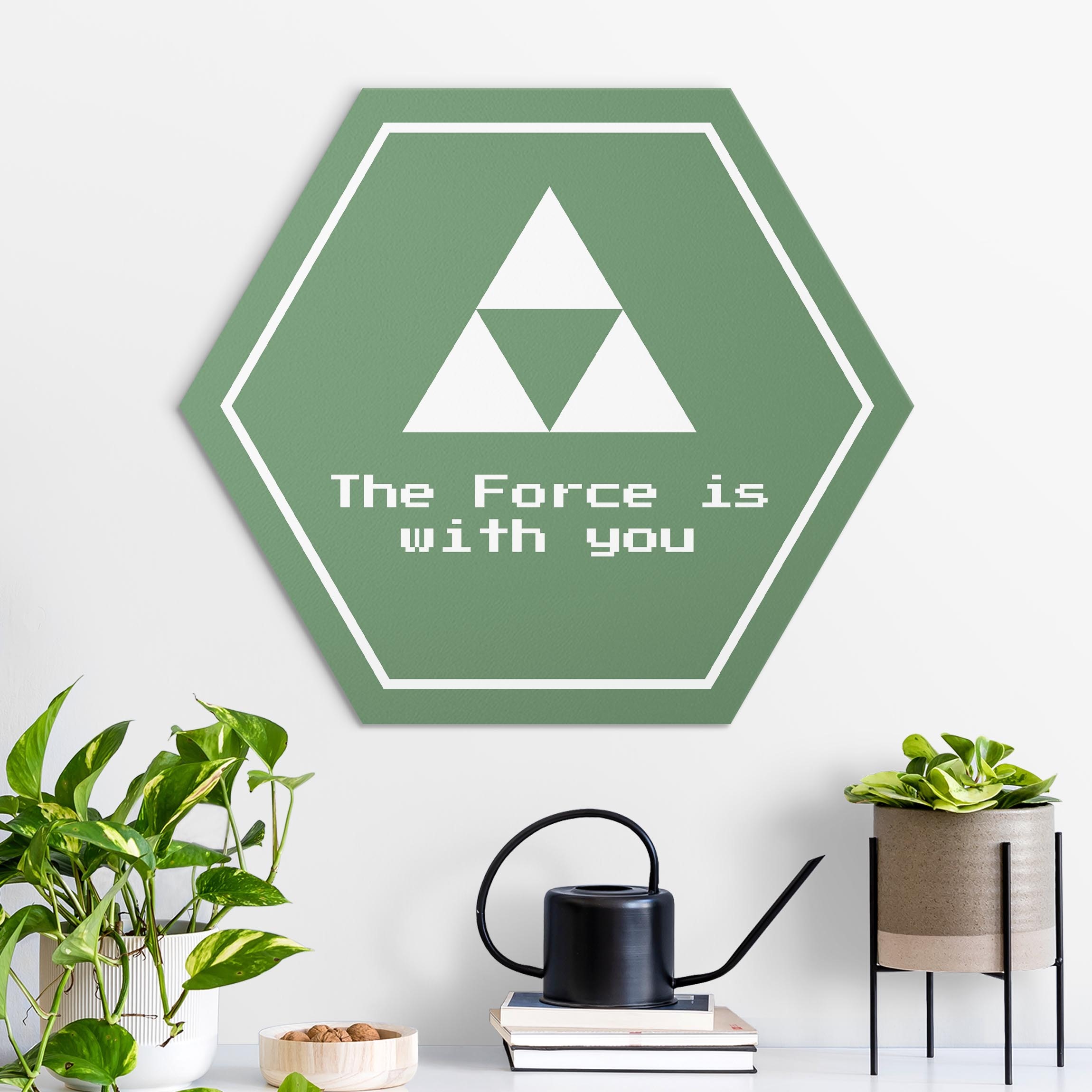 Hexagon-Alu-Dibond Bild Gaming Symbol The Force is with You
