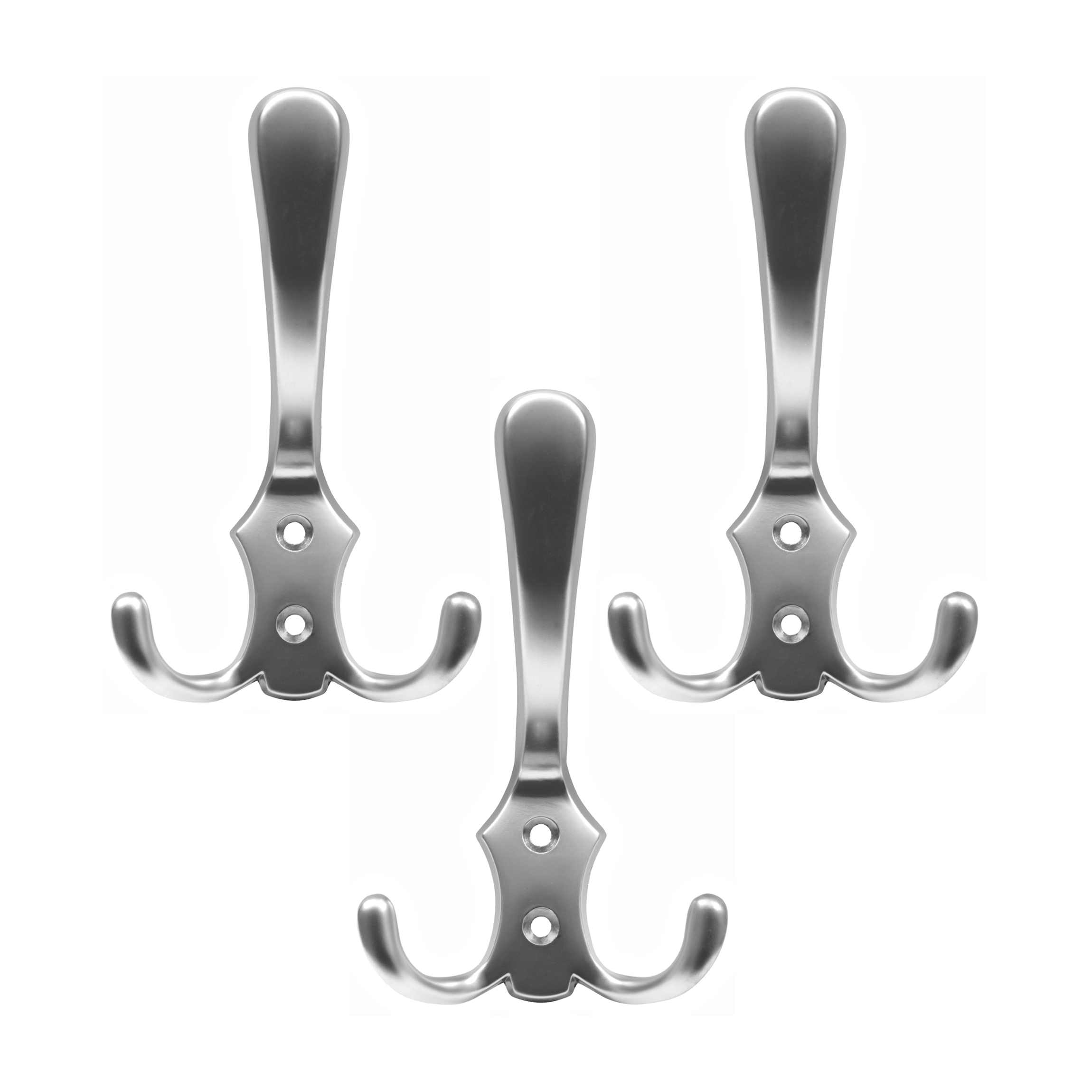 Zubehör Garderobenhaken Chrom matt groß - Kleiderhaken 3er Set