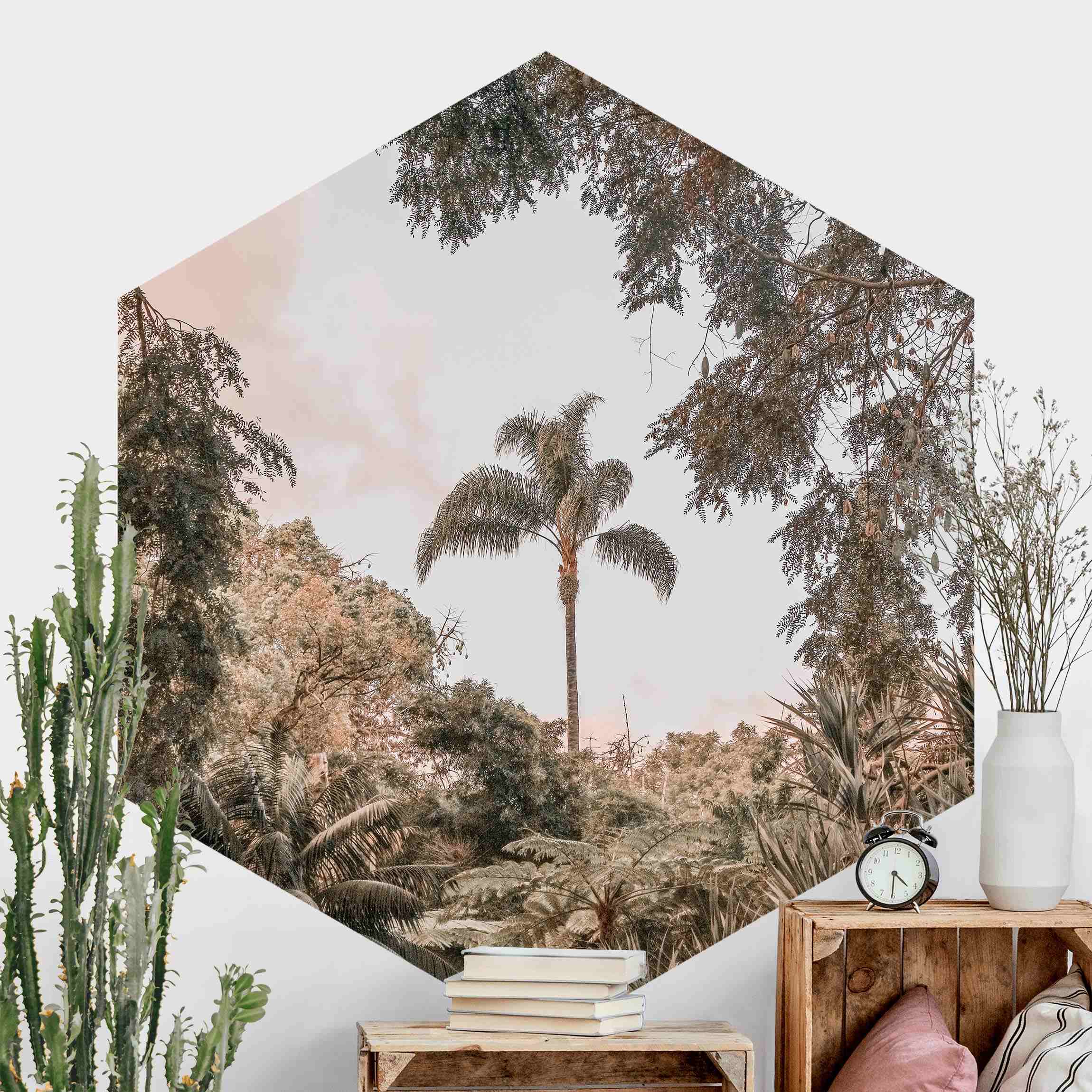 Hexagon Fototapete selbstklebend Garten auf Madeira