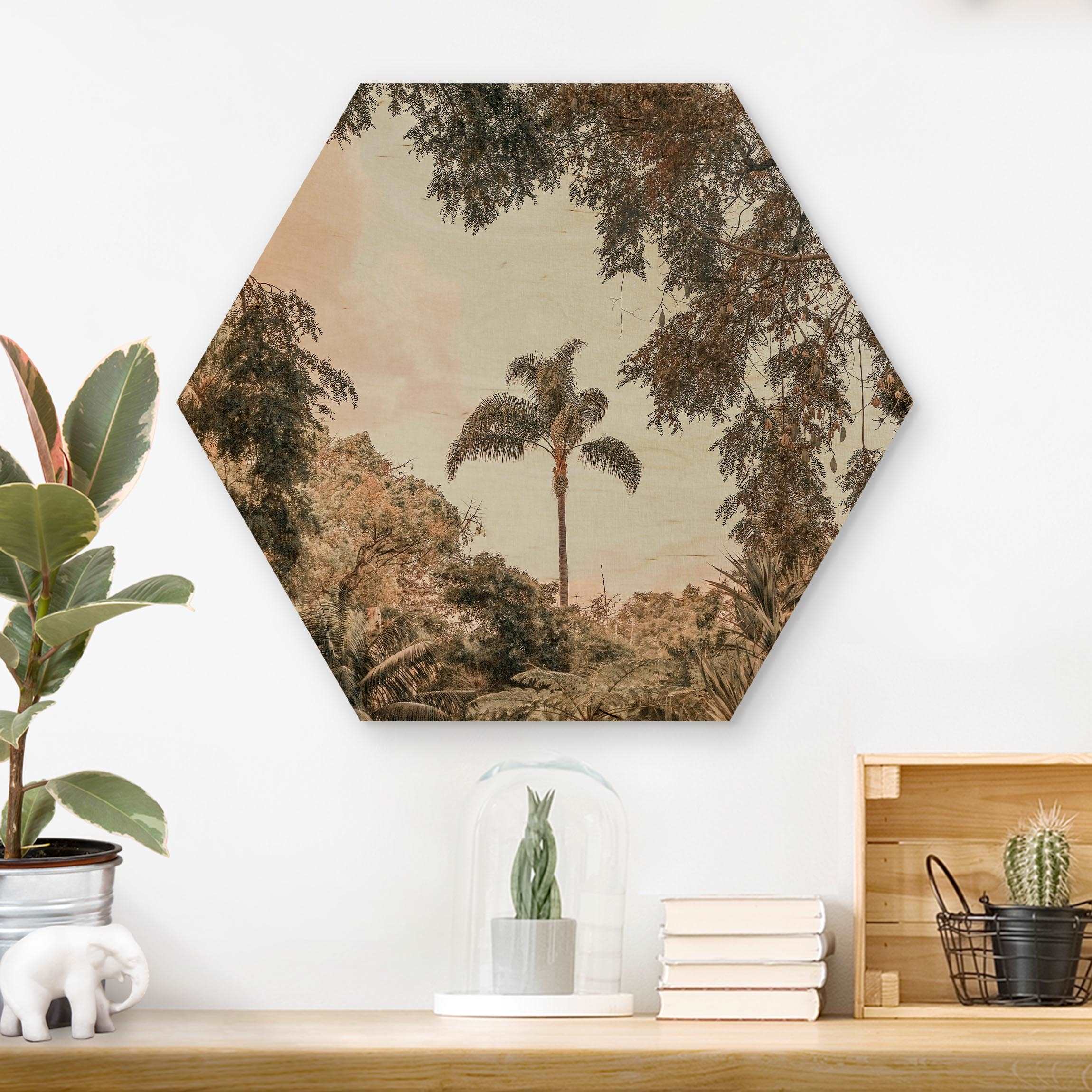 Hexagon-Holzbild Garten auf Madeira