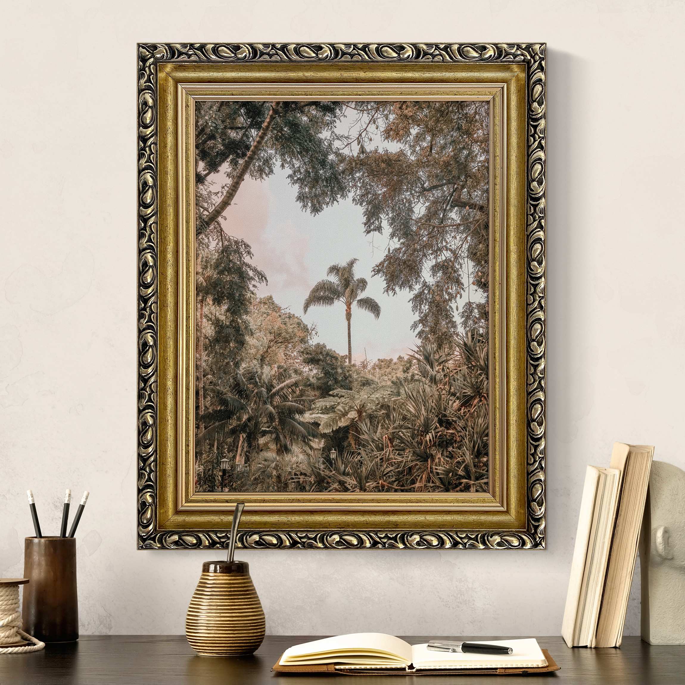 Leinwandbild mit Barockrahmen Garten auf Madeira