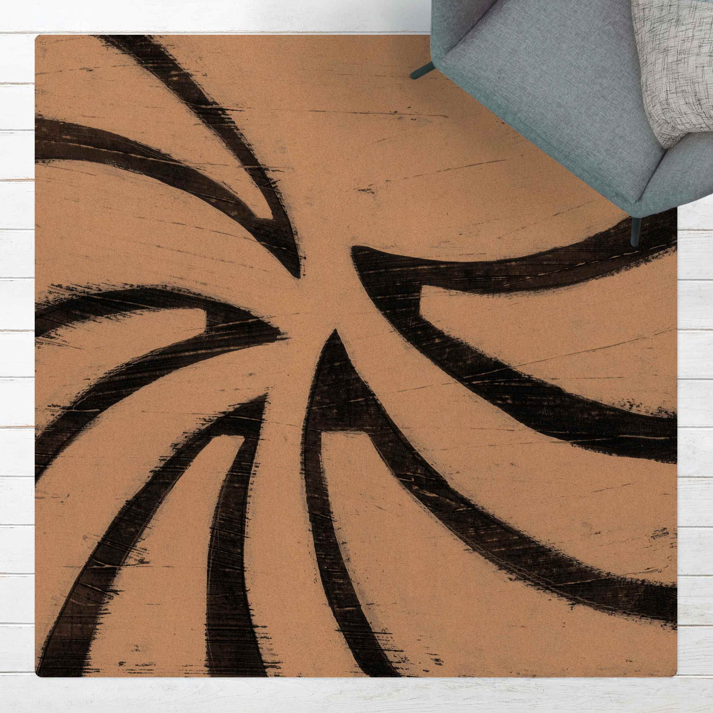 Kork-Teppich Gemalte Schwarze Zacken