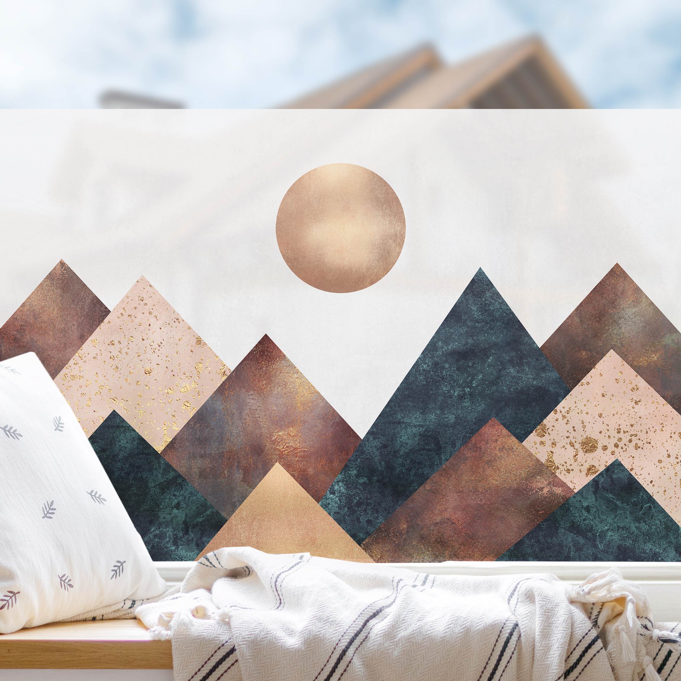 Fensterfolie Geometrische Berge Bronze