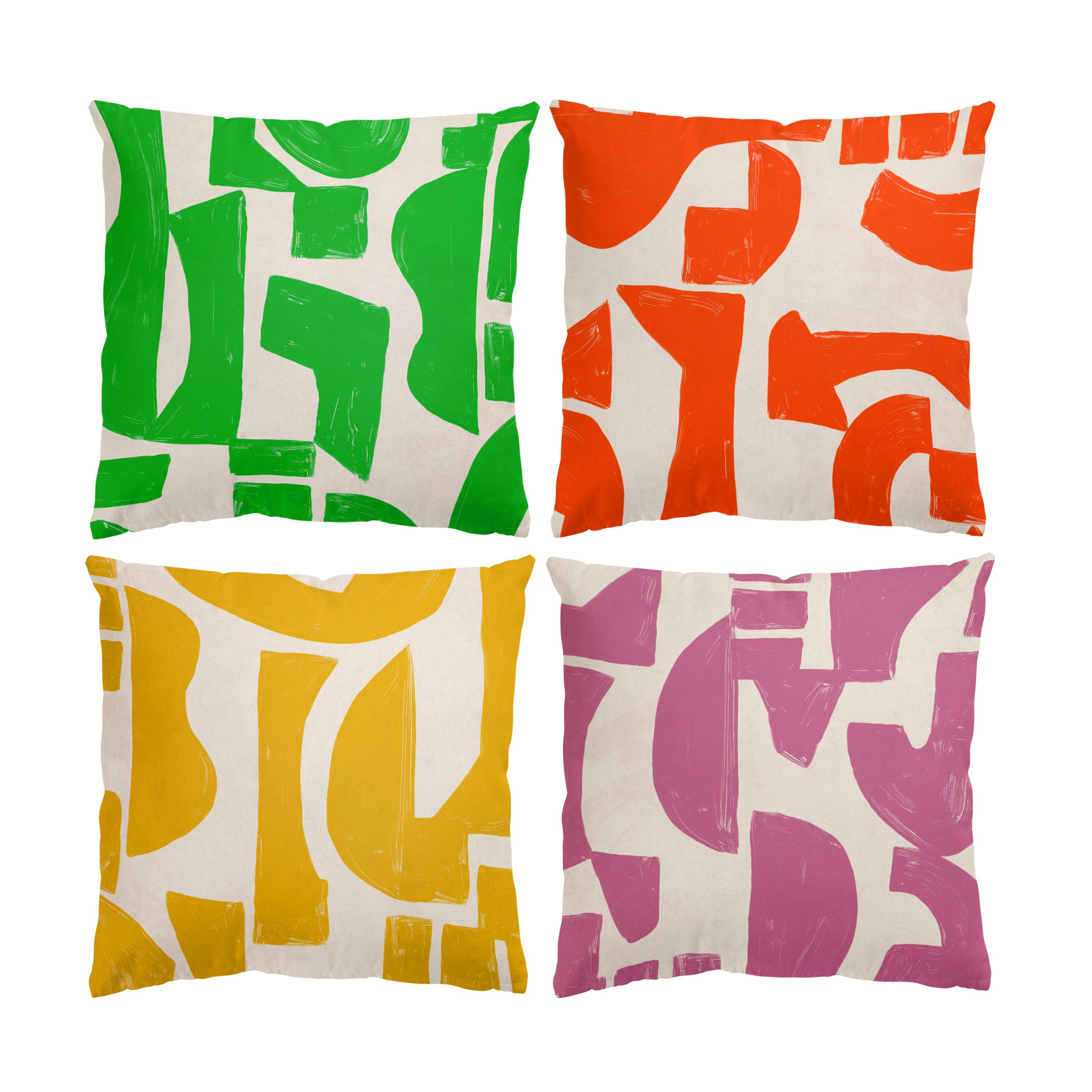 Dekokissen 4er Set Geometrische Formen - Set Bunt