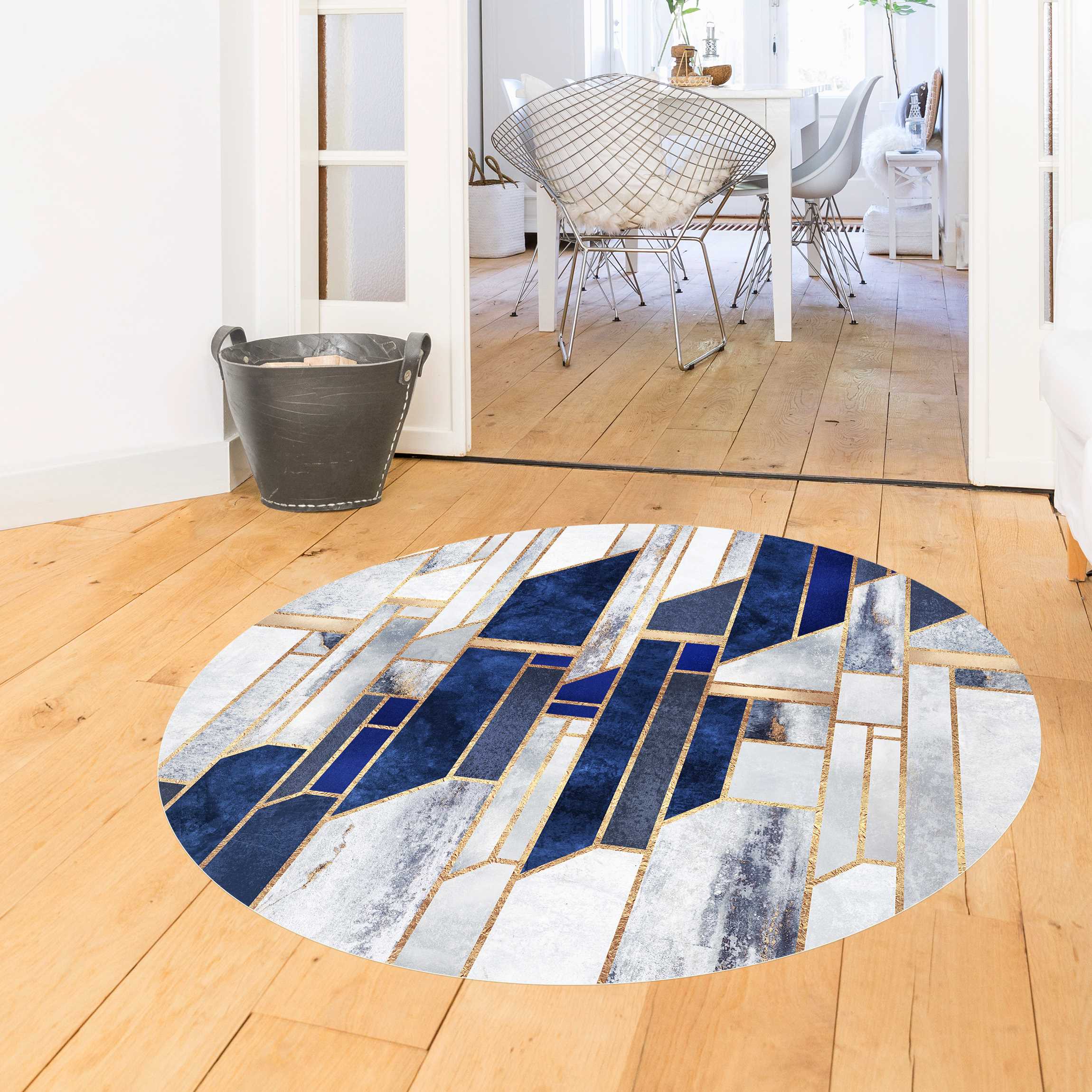 Runder Vinyl-Teppich Geometrische Formen mit Gold