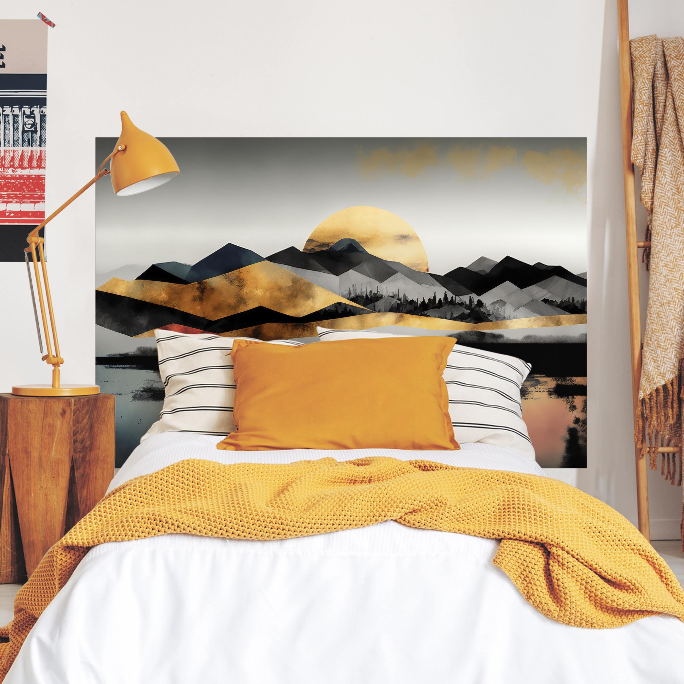 Kopfteil Bett Geometrische Landschaft