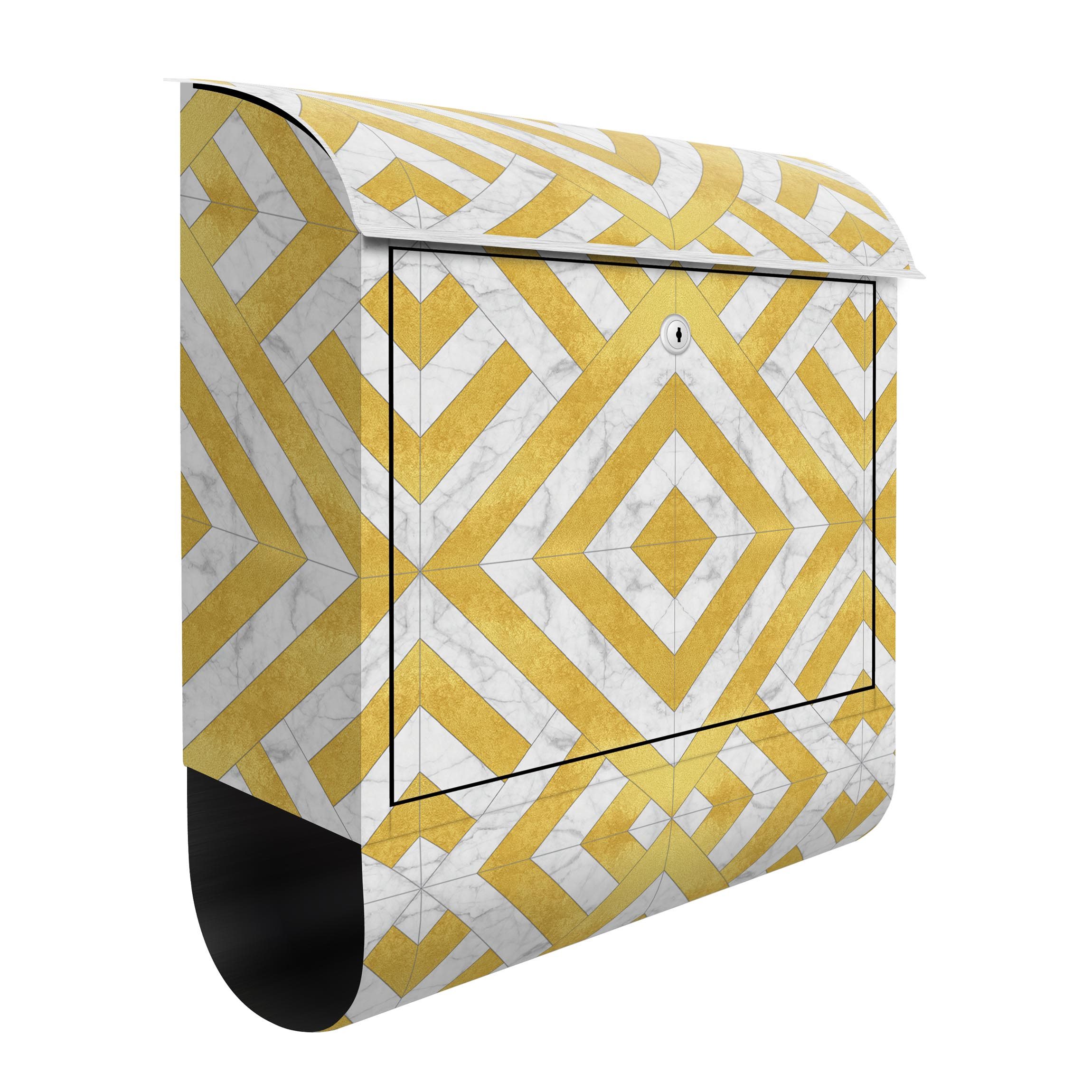 Briefkasten Geometrischer Fliesenmix Art Deco Gold Marmor