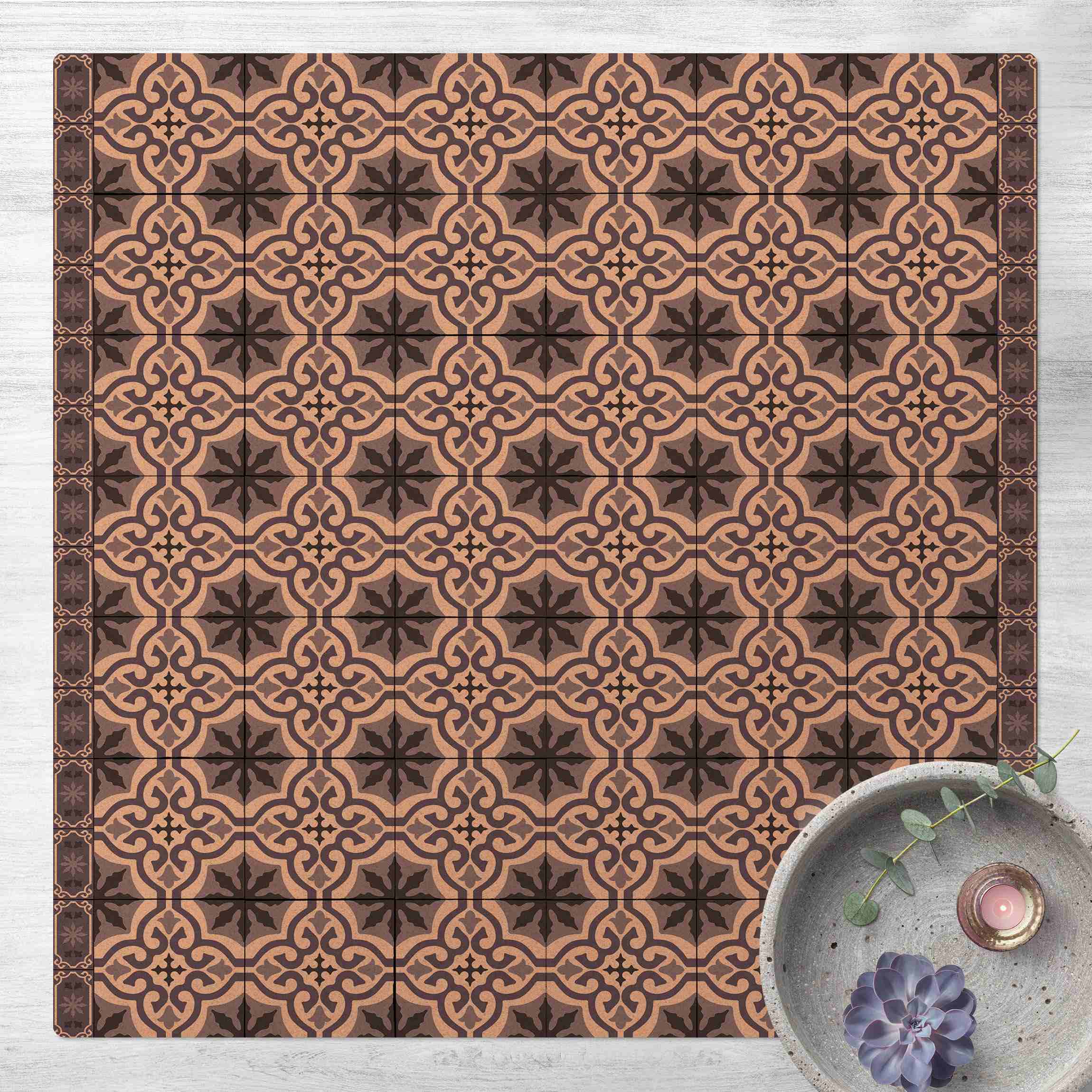 Kork-Teppich Geometrischer Fliesenmix Kreuz Violett