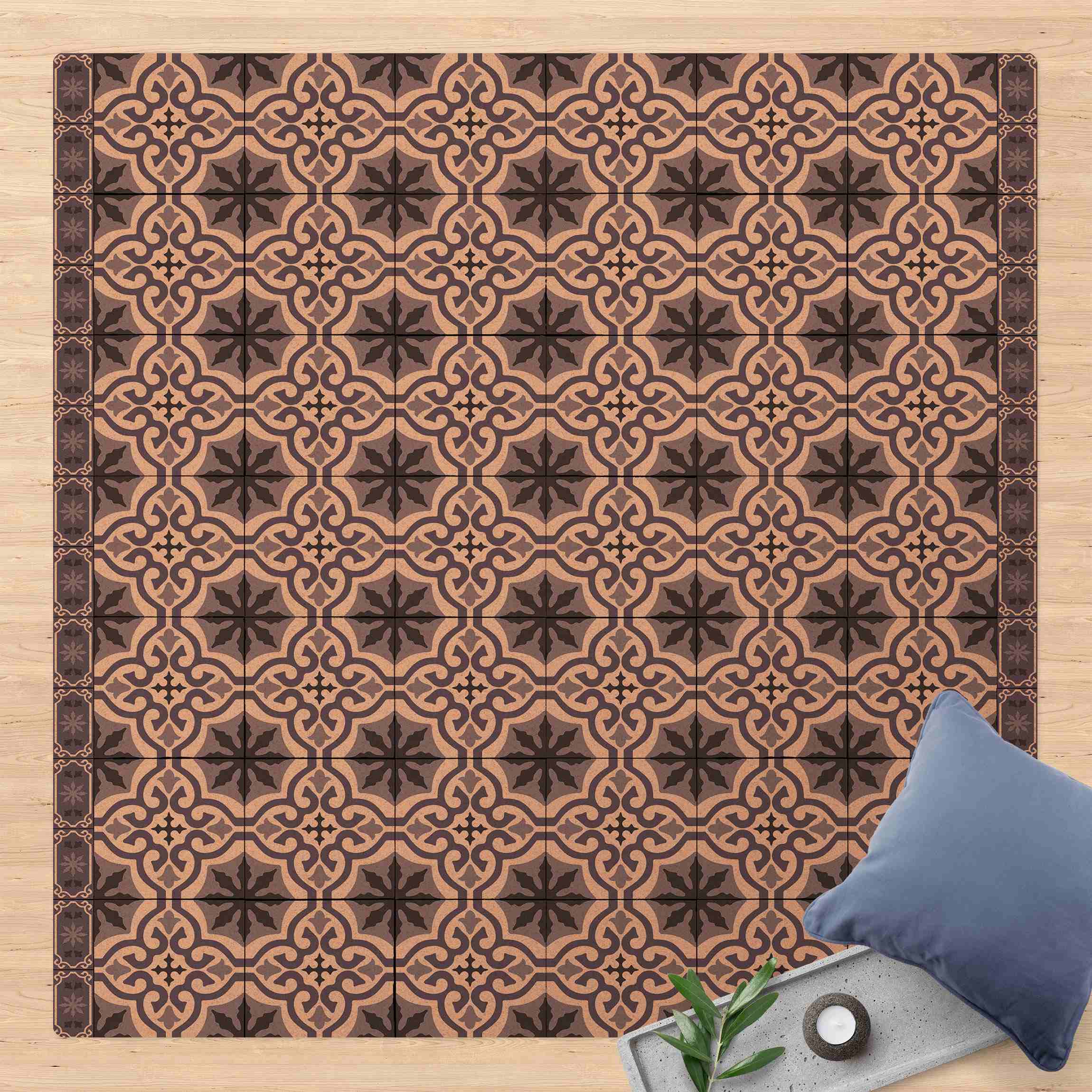Kork-Teppich Geometrischer Fliesenmix Kreuz Violett
