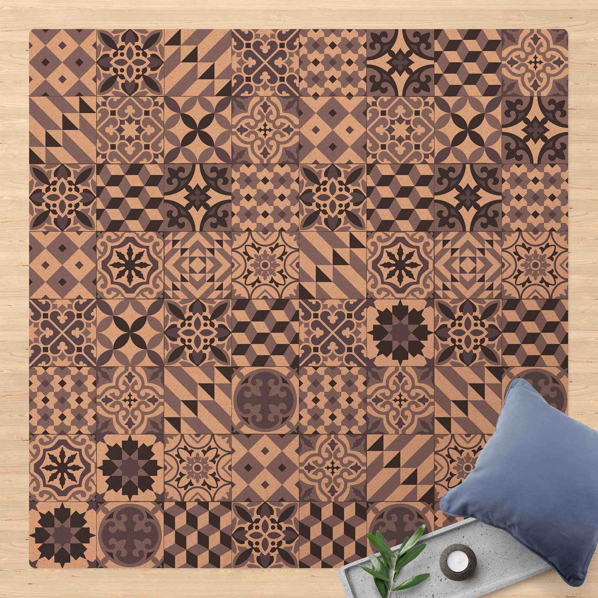 Kork-Teppich Geometrischer Fliesenmix Violett