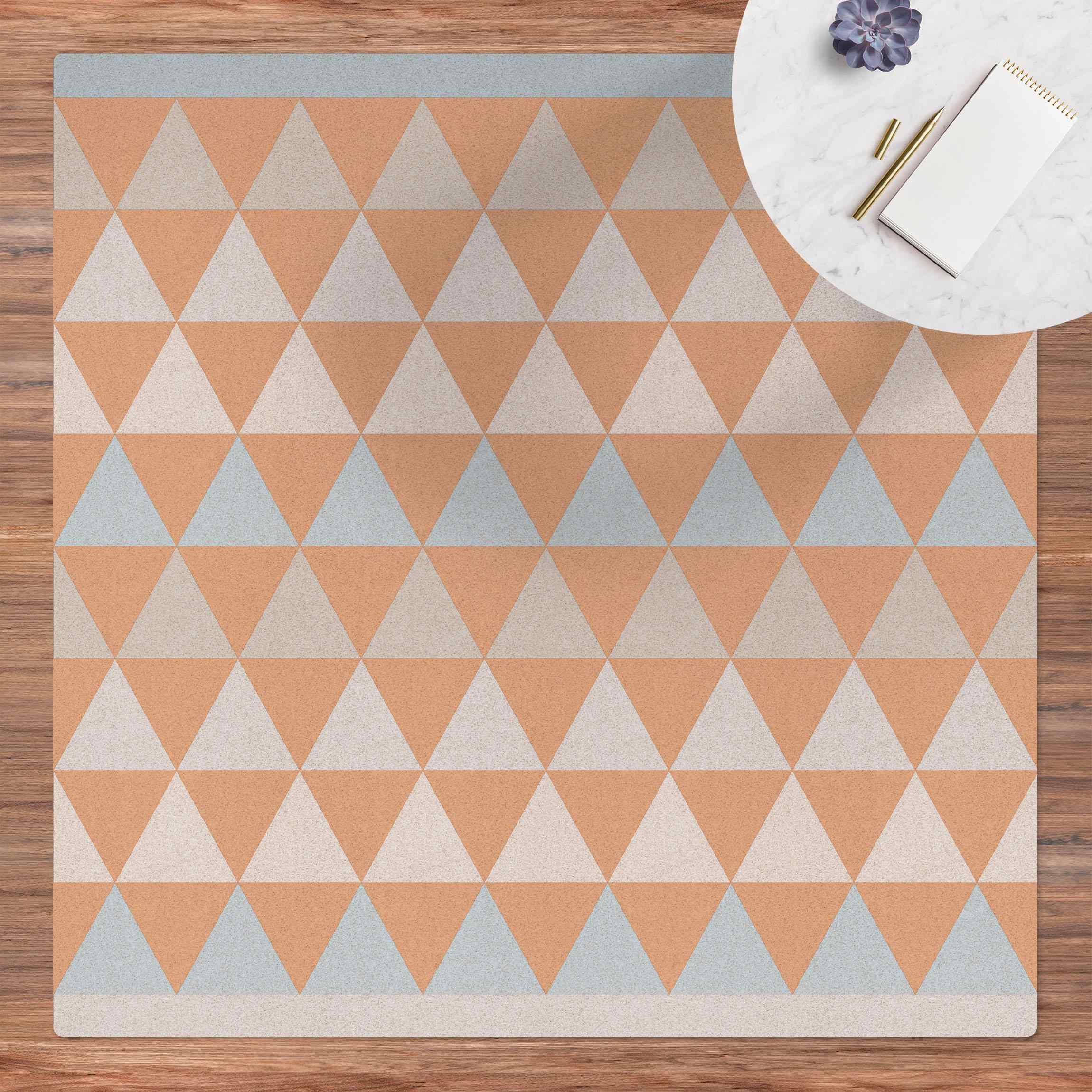 Kork-Teppich Geometrisches Muster Dreiecke mit Balken