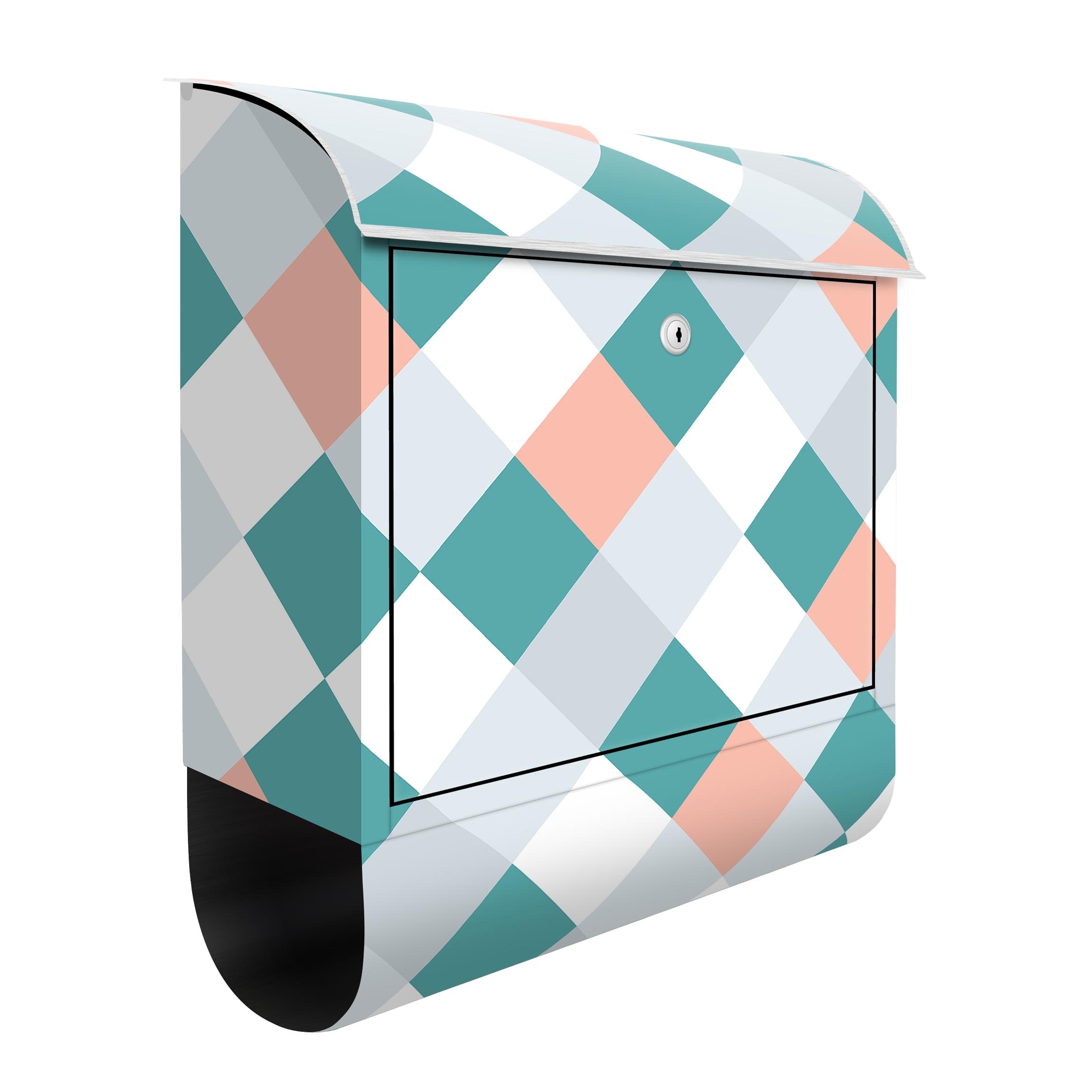 Briefkasten Geometrisches Muster gedrehtes Schachbrett Apricot