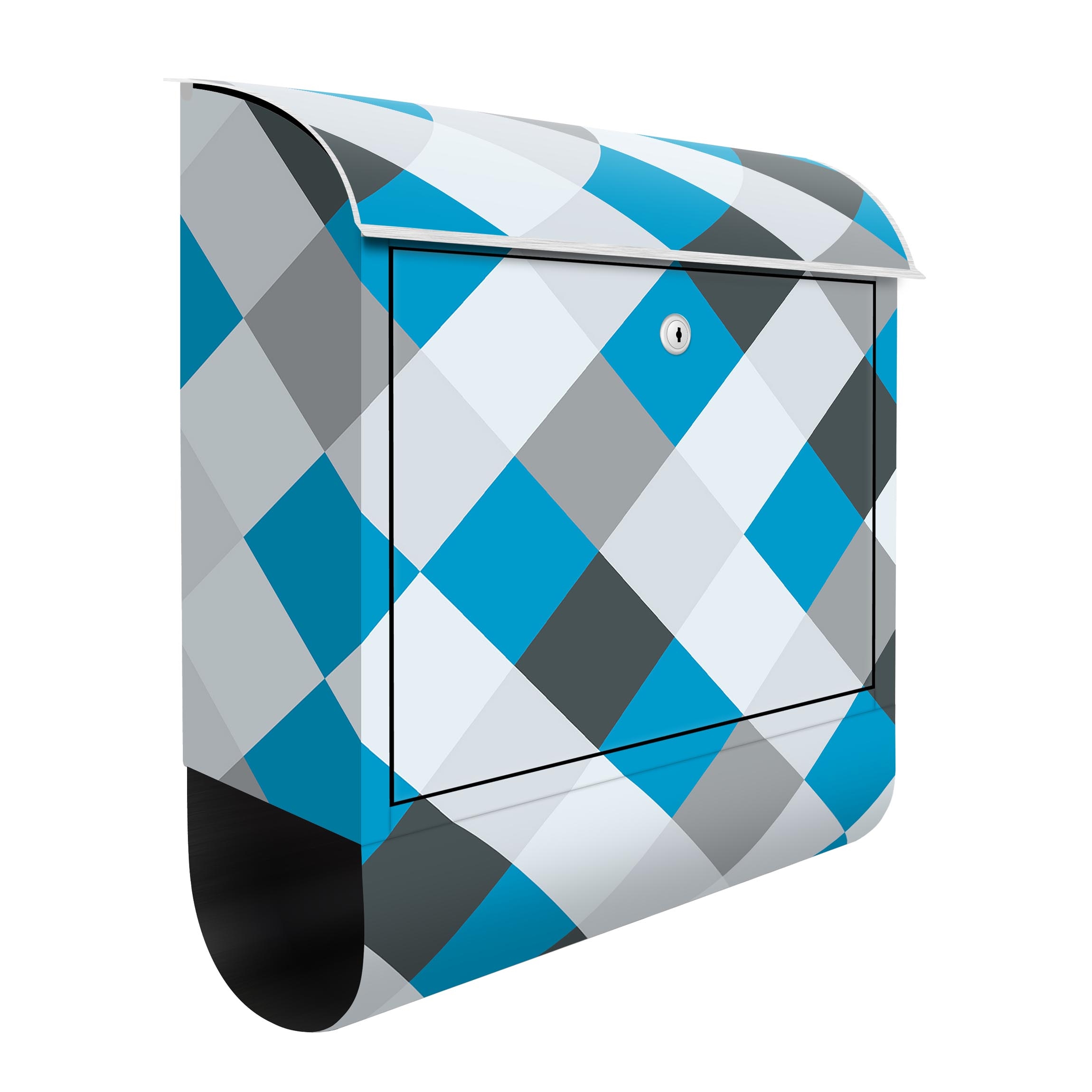 Briefkasten Geometrisches Muster gedrehtes Schachbrett Blau