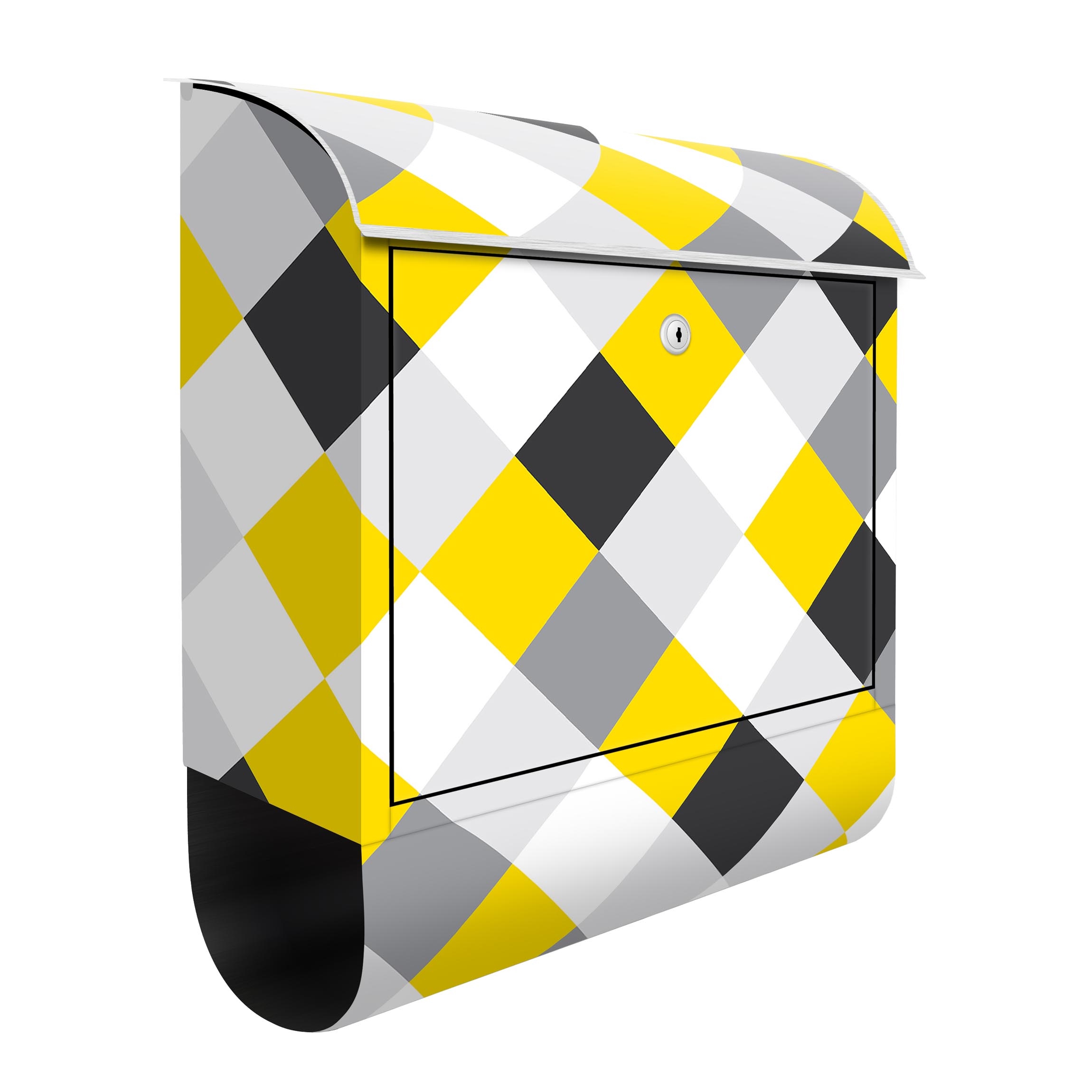 Briefkasten Geometrisches Muster gedrehtes Schachbrett Gelb