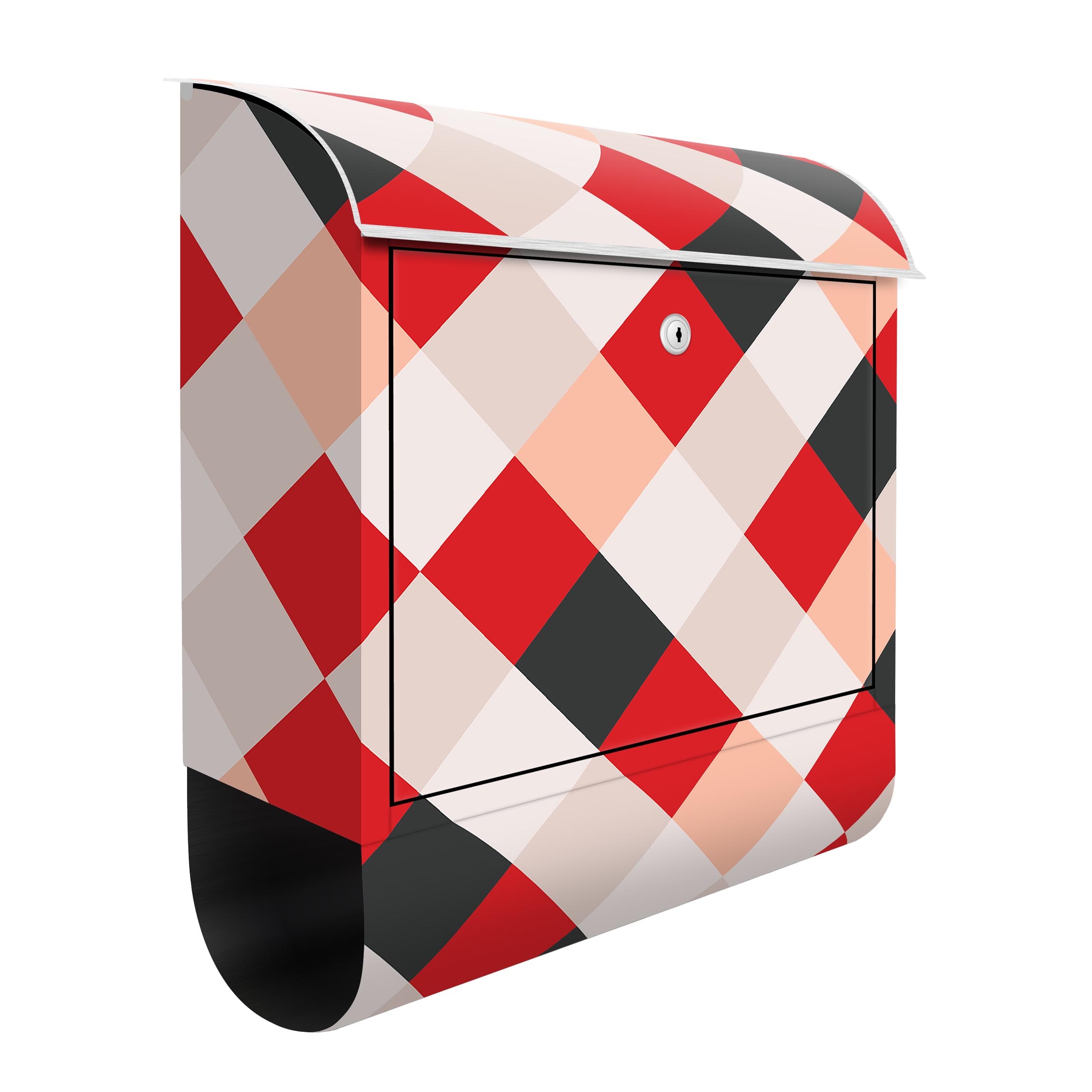 Briefkasten Geometrisches Muster gedrehtes Schachbrett Rot