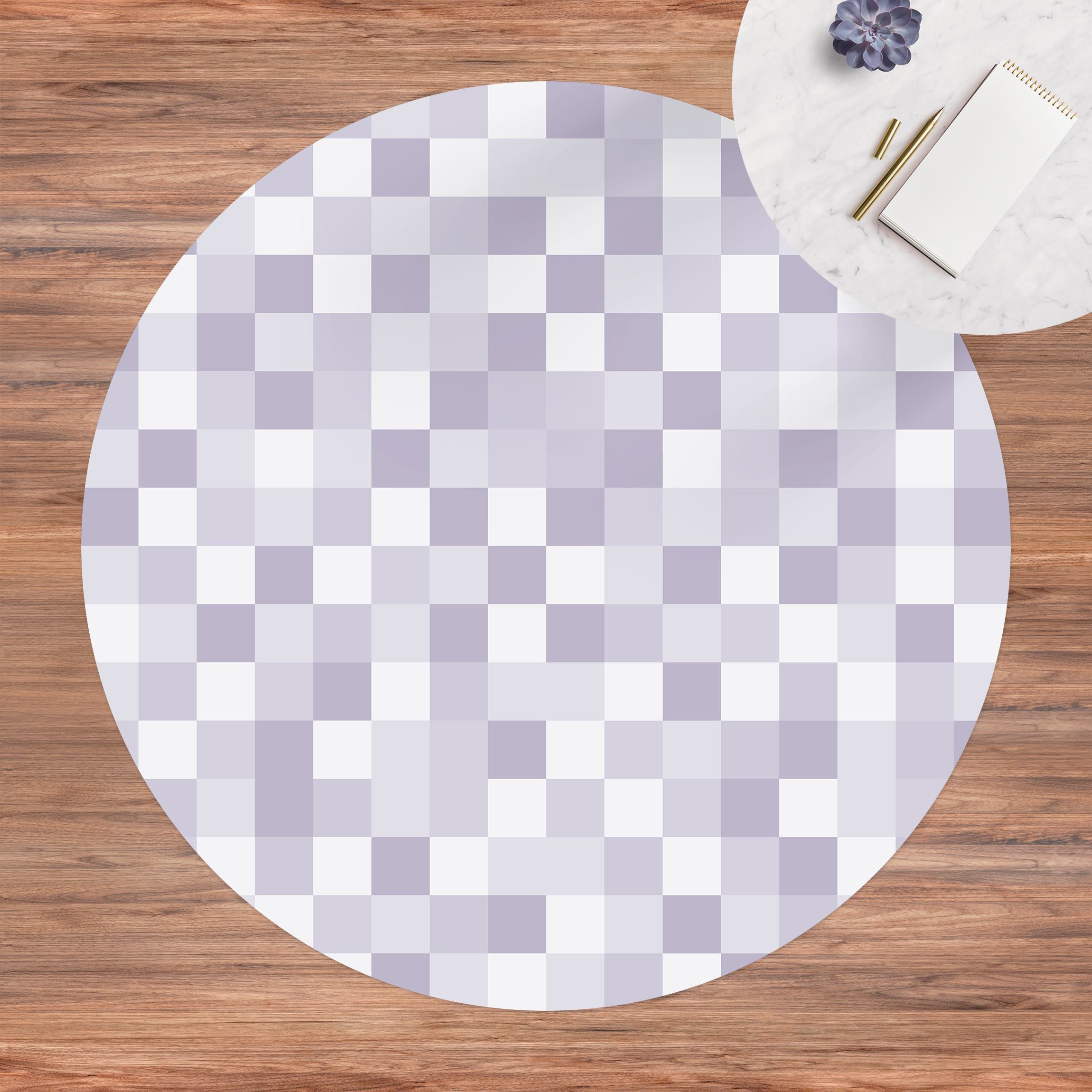 Runder Vinyl-Teppich Geometrisches Muster Mosaik Flieder